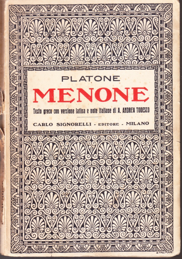 Menone. Testo greco con versione latina e note italiane