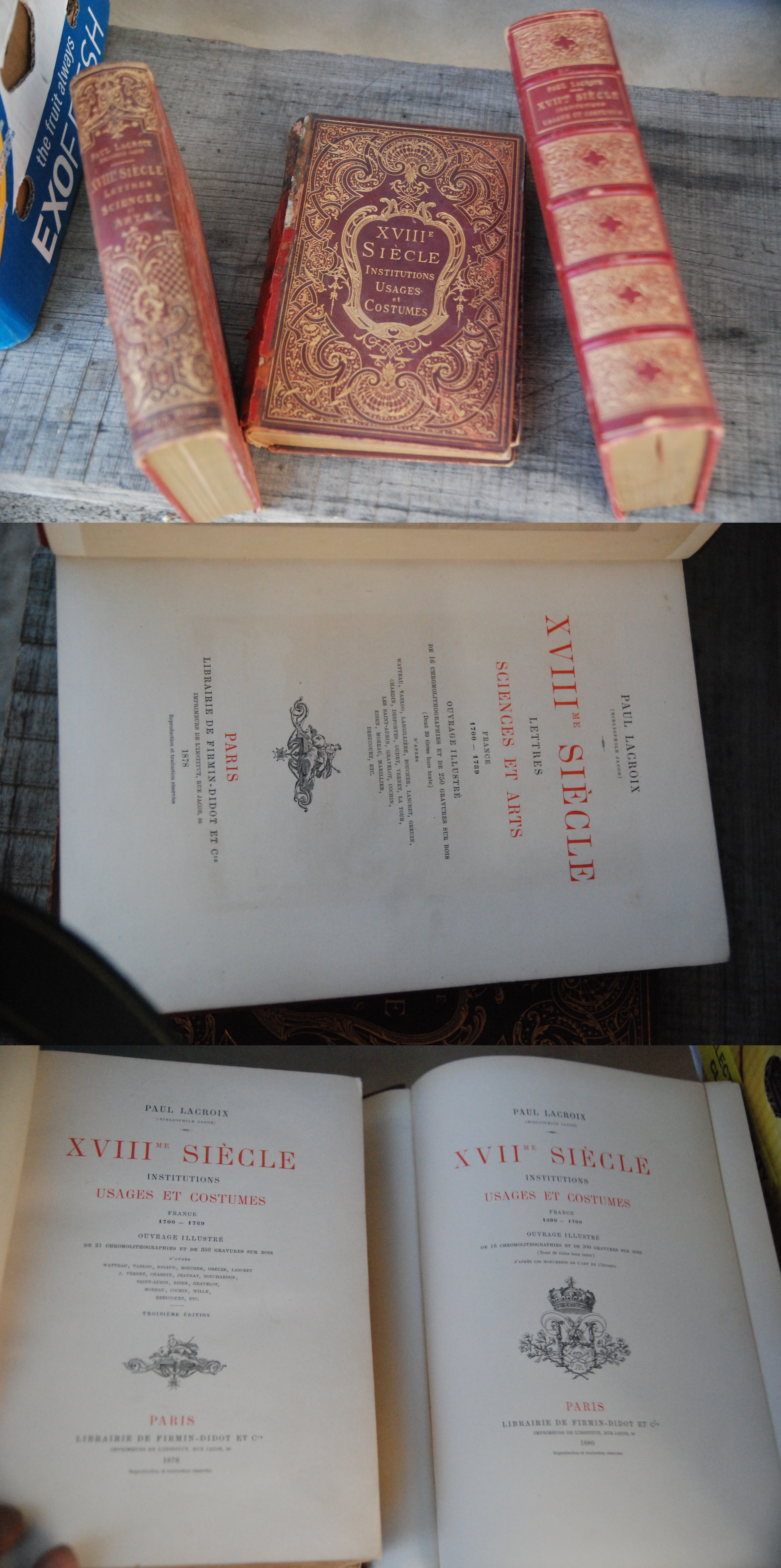 3 volumi XVIII SIECLE lettres sciences et arts usages costumes …