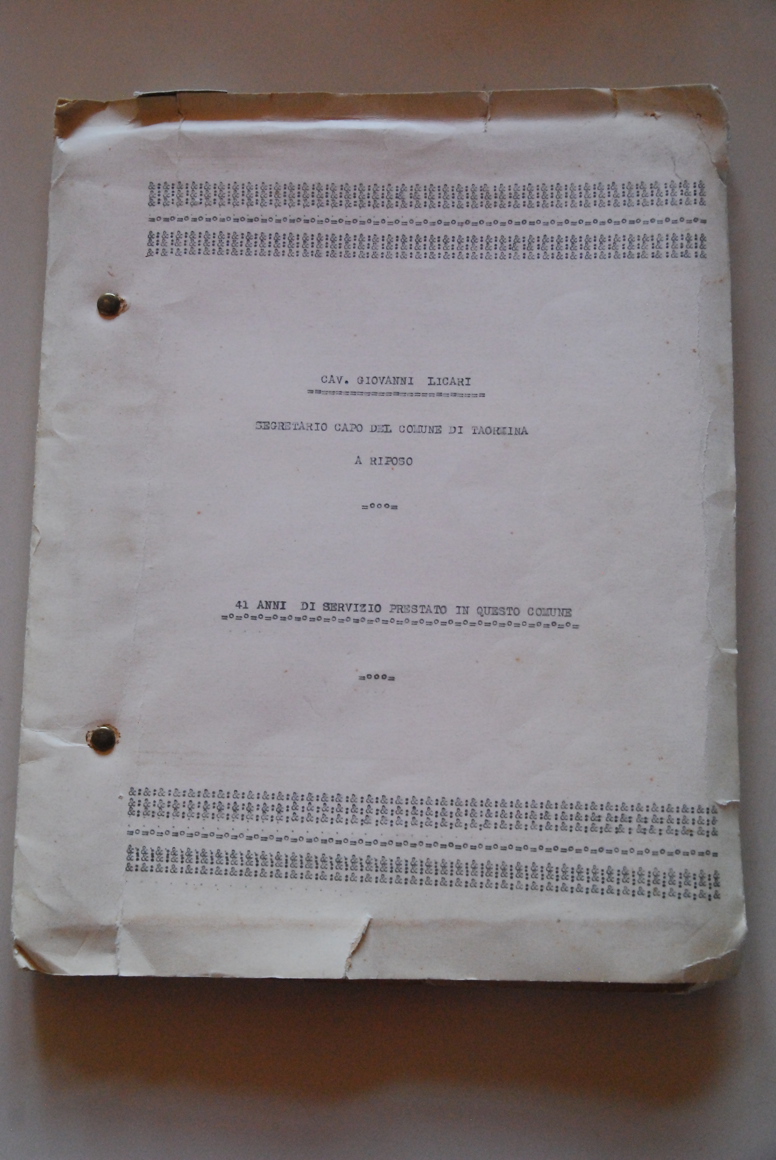 41 anni di servizio segretario capo del comune di taormina …