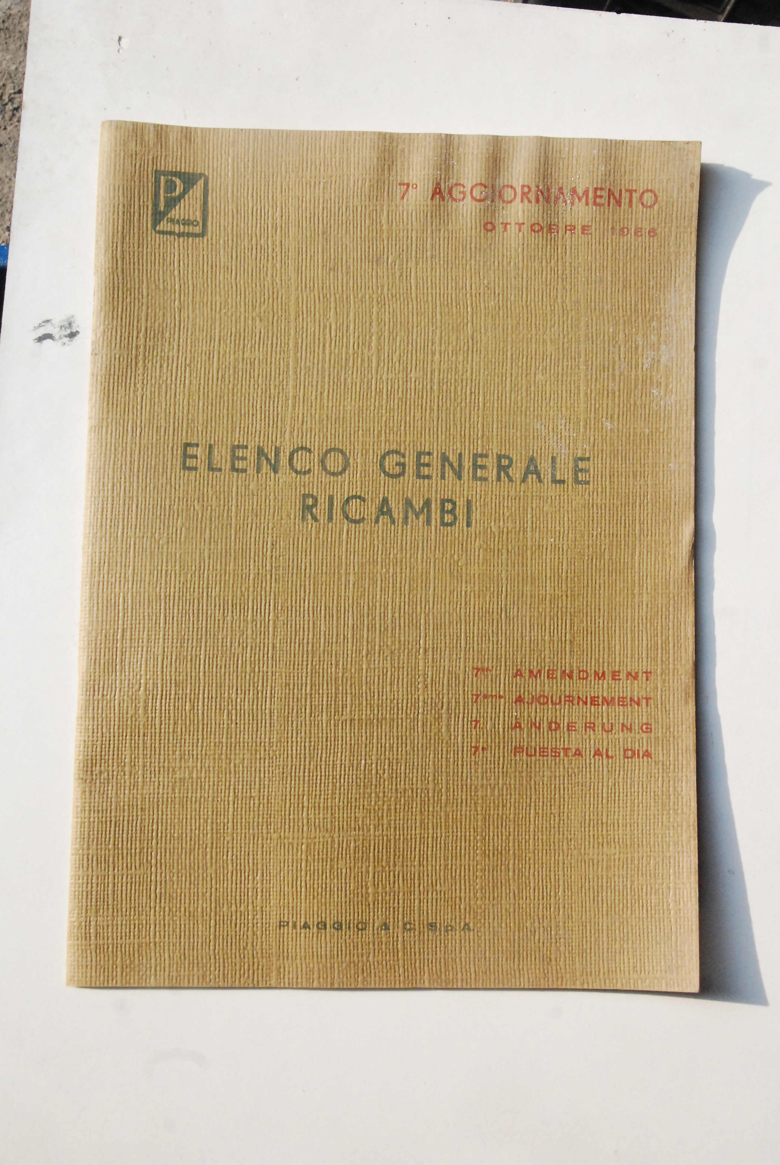 7 aggiornamento elenco generale ricambi