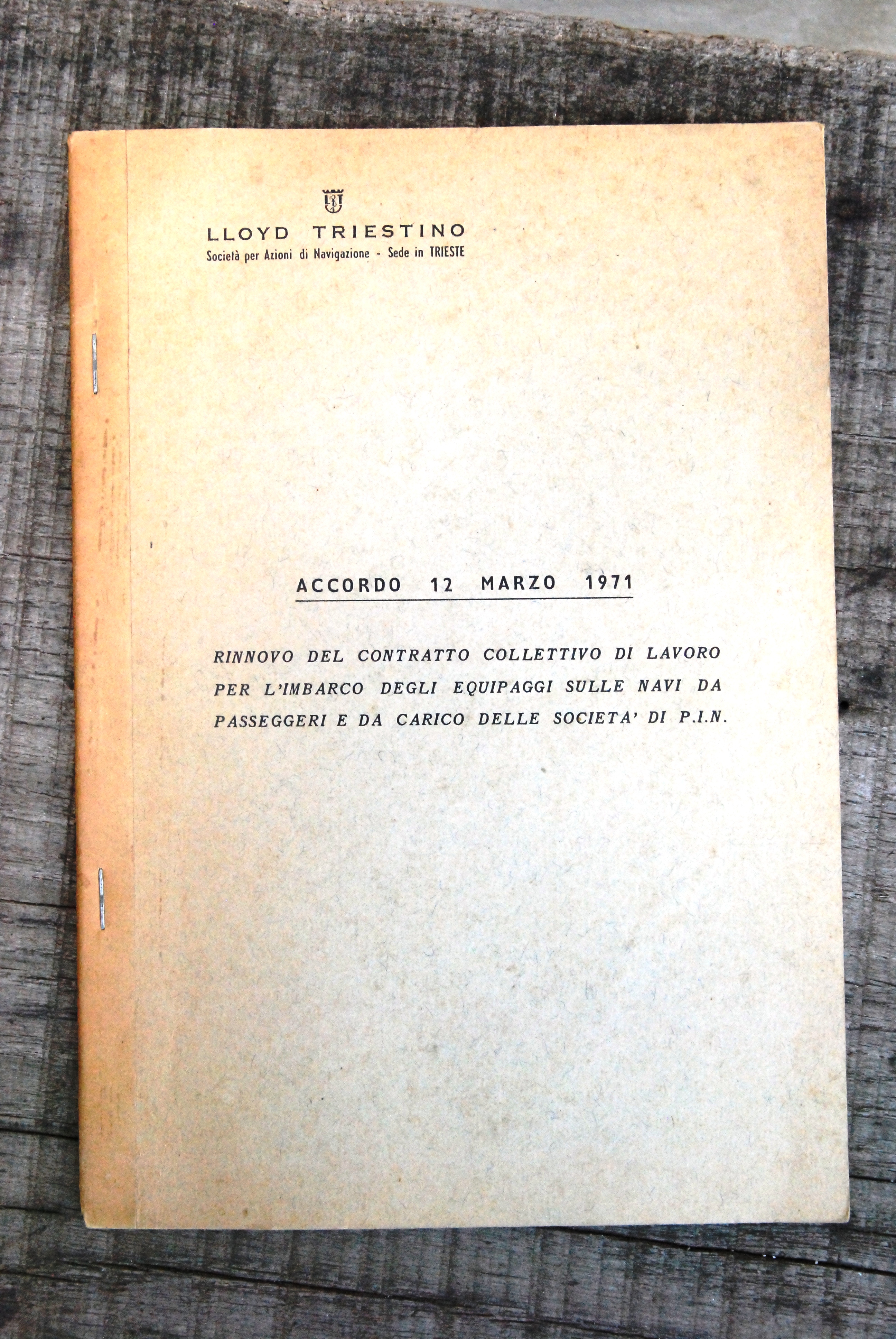 accordo 12 marzo 1971 contratto di lavoro imbarco degli equipaggi …