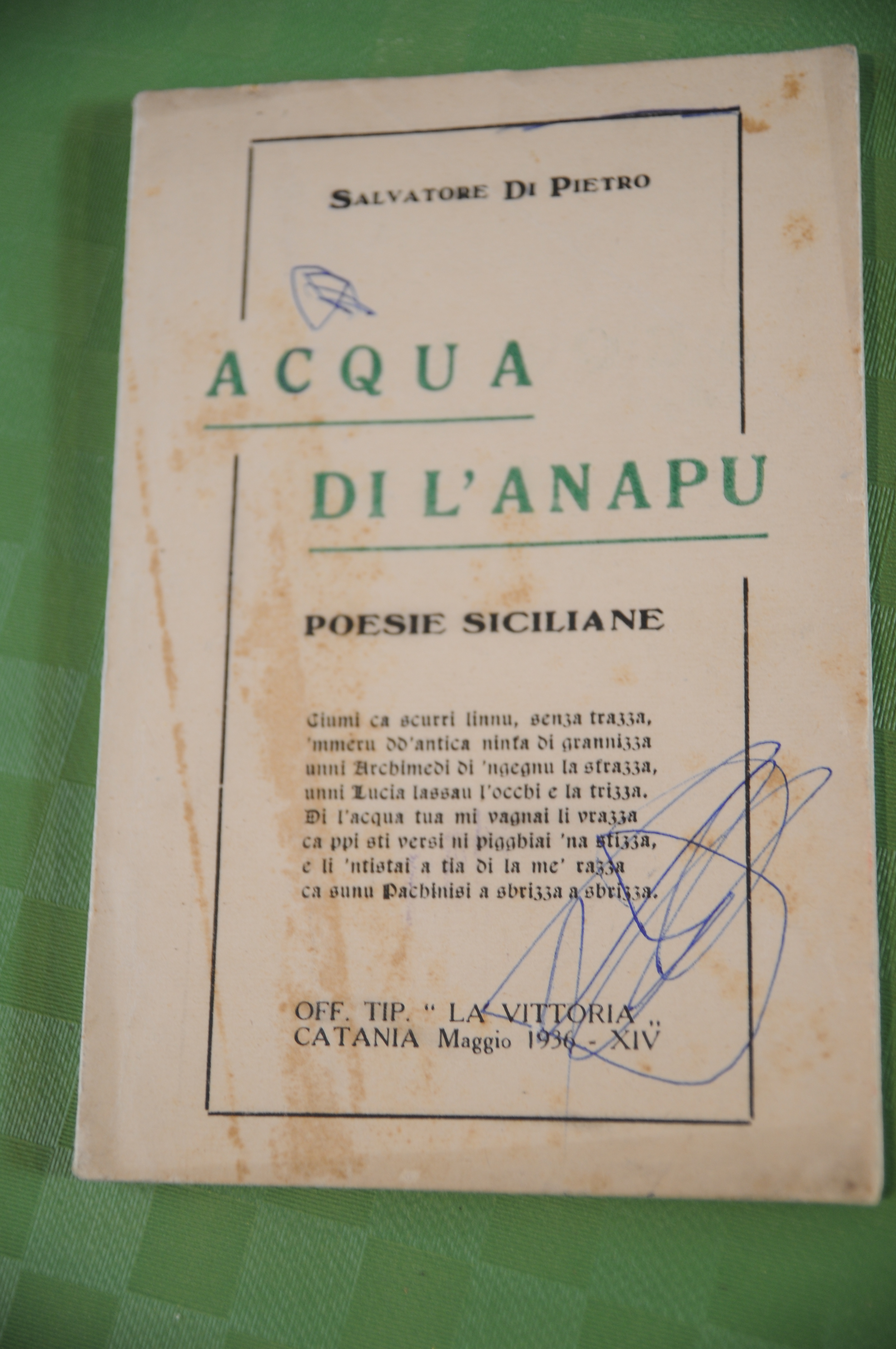 acqua di l'anapu autografato con dedica