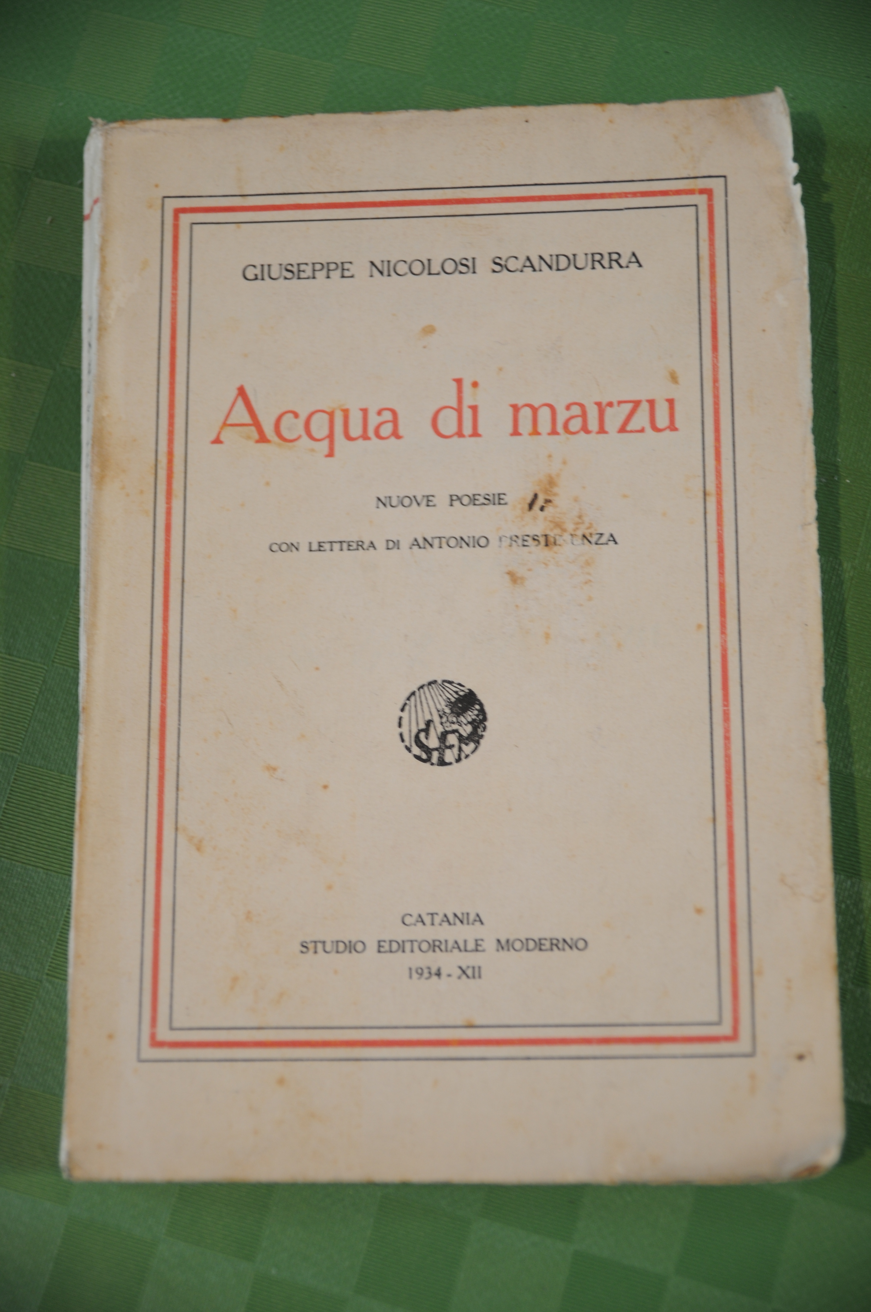 acqua di marzu 1 ed. autografato con dedica