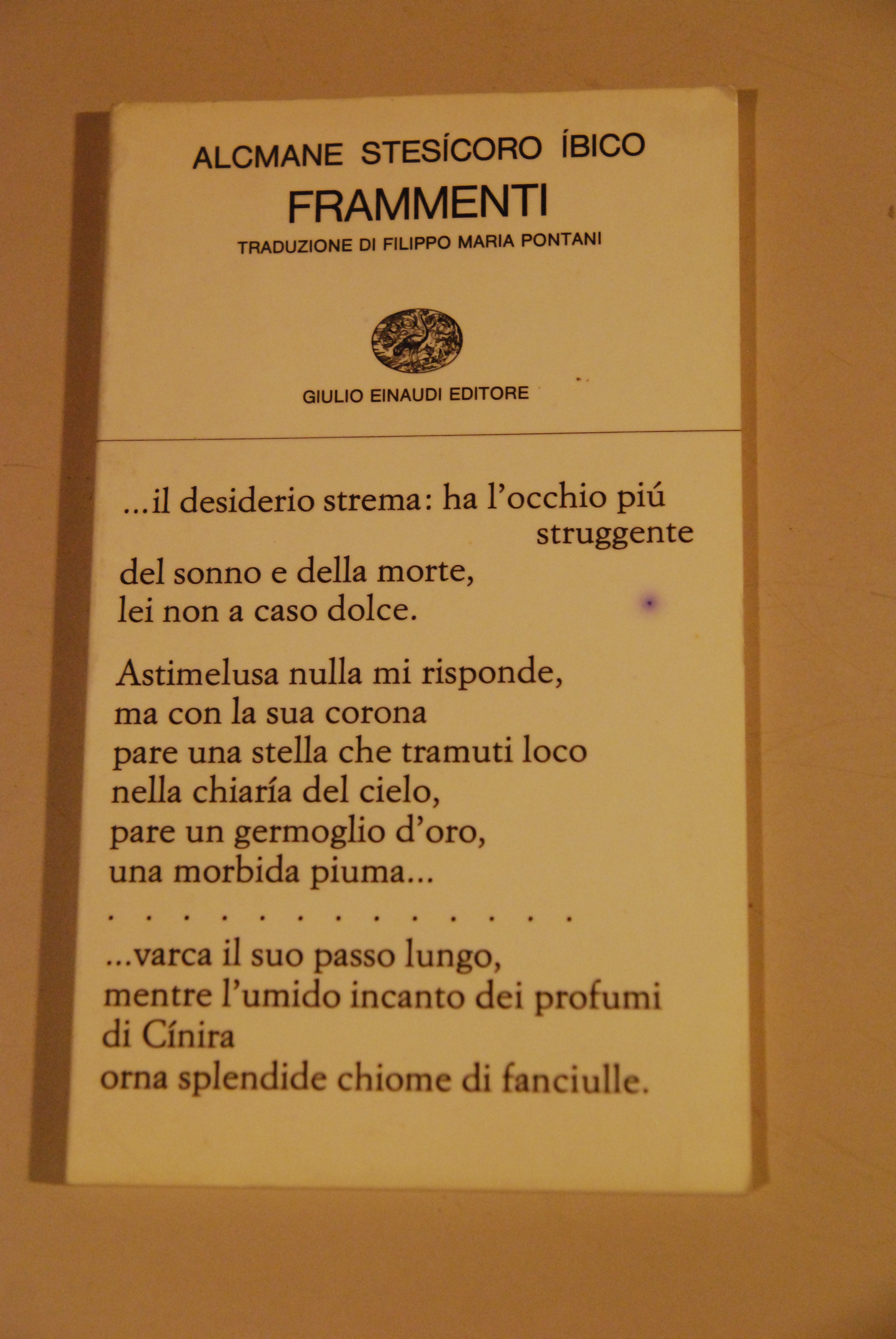 alcmane stesicoro ibico frammenti NUOVO