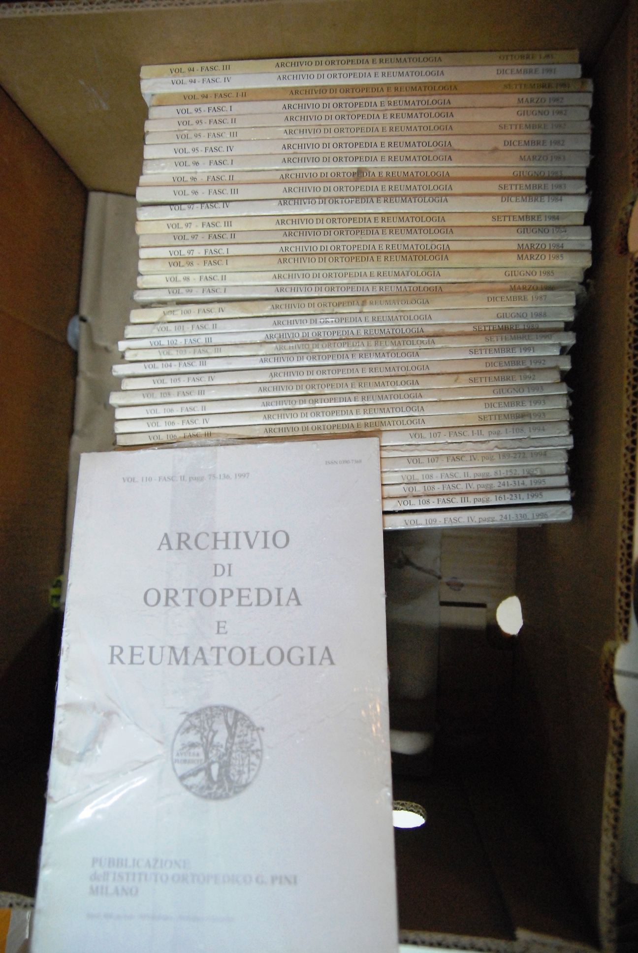archivio di ortopedia e reumatologia 35 fascicoli 94 95 96 …