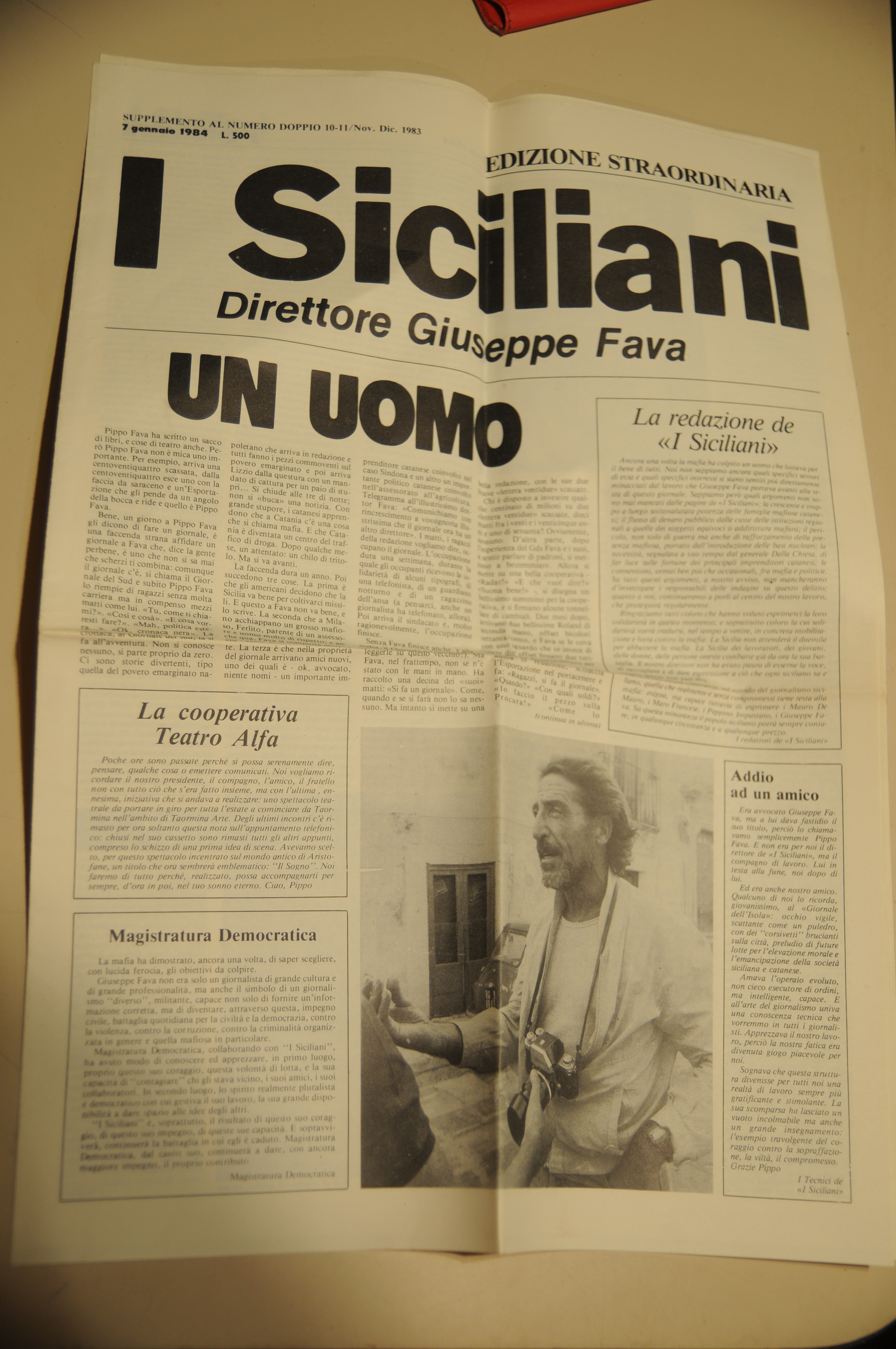 assassinio di giuseppe fava un uomo suppl. del n. 10-11 …