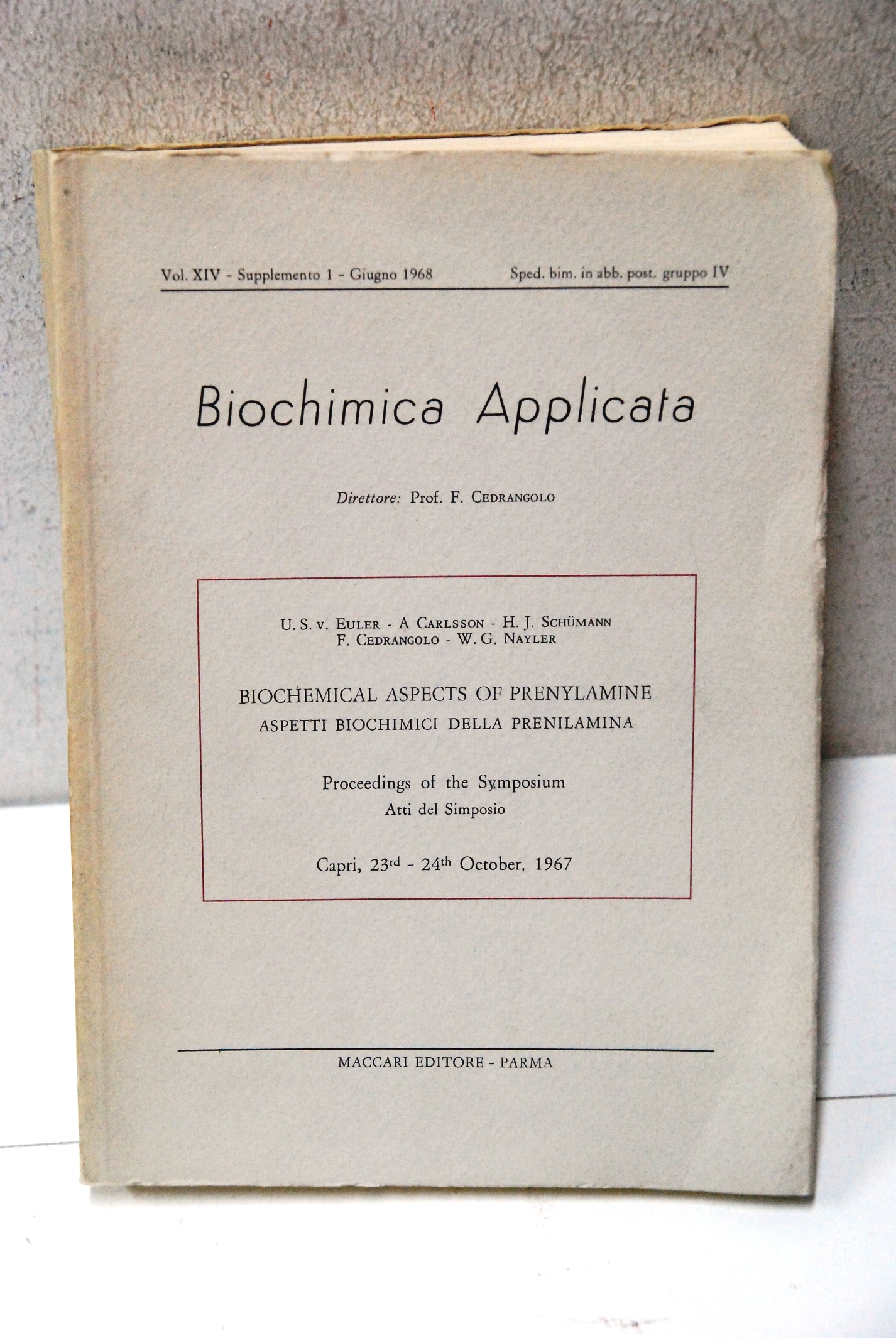 biochemical aspects of prenylamine aspetti biochimici della prenilamina atti simposio …