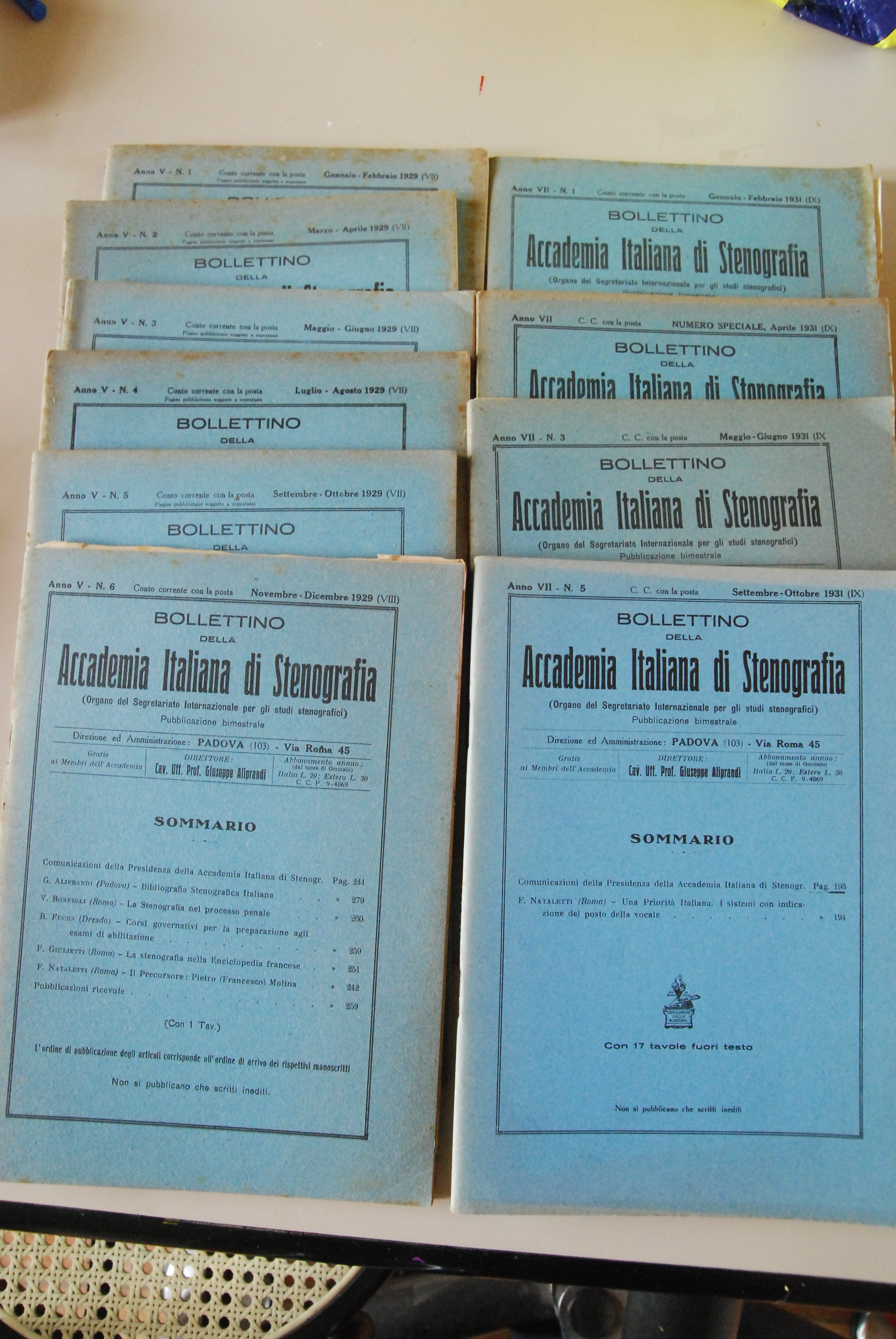 bollettino della accademia italiana di stenografia anno V 1929 (1-6) …