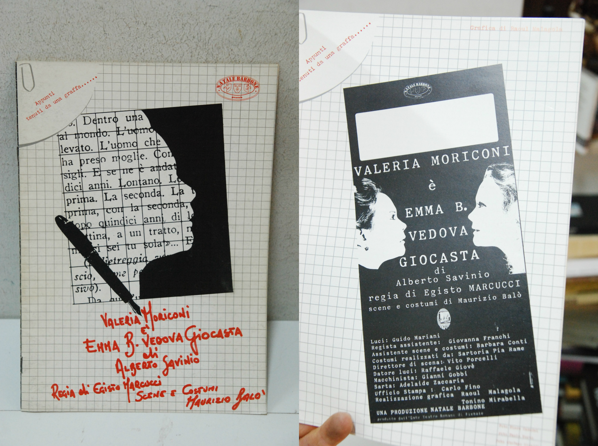 brochure teatrale emma B. vedova giocasta alberto savinio