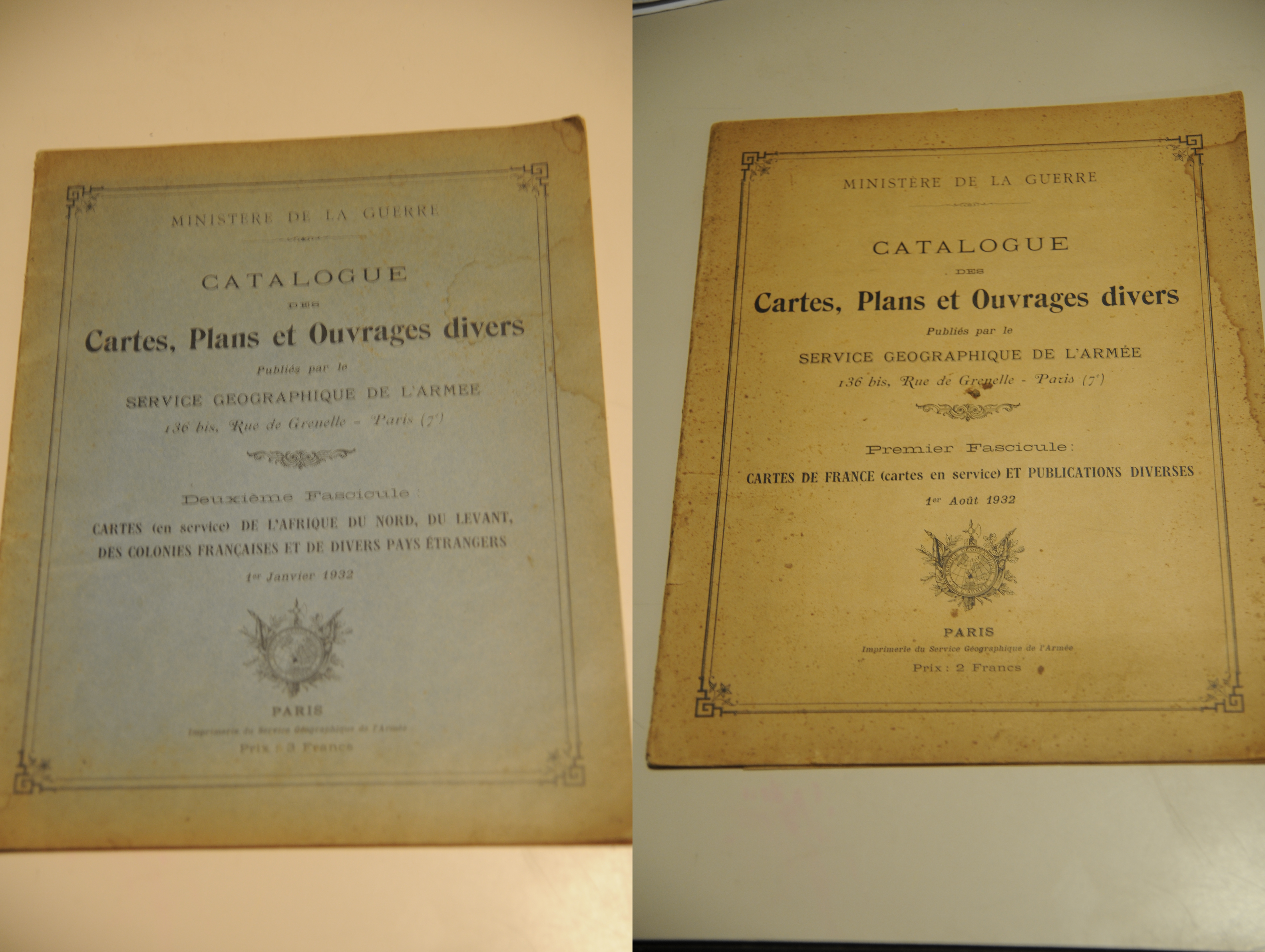 CATALOGUE des cartes plans ouvrages divers premier e deuxieme fascicule