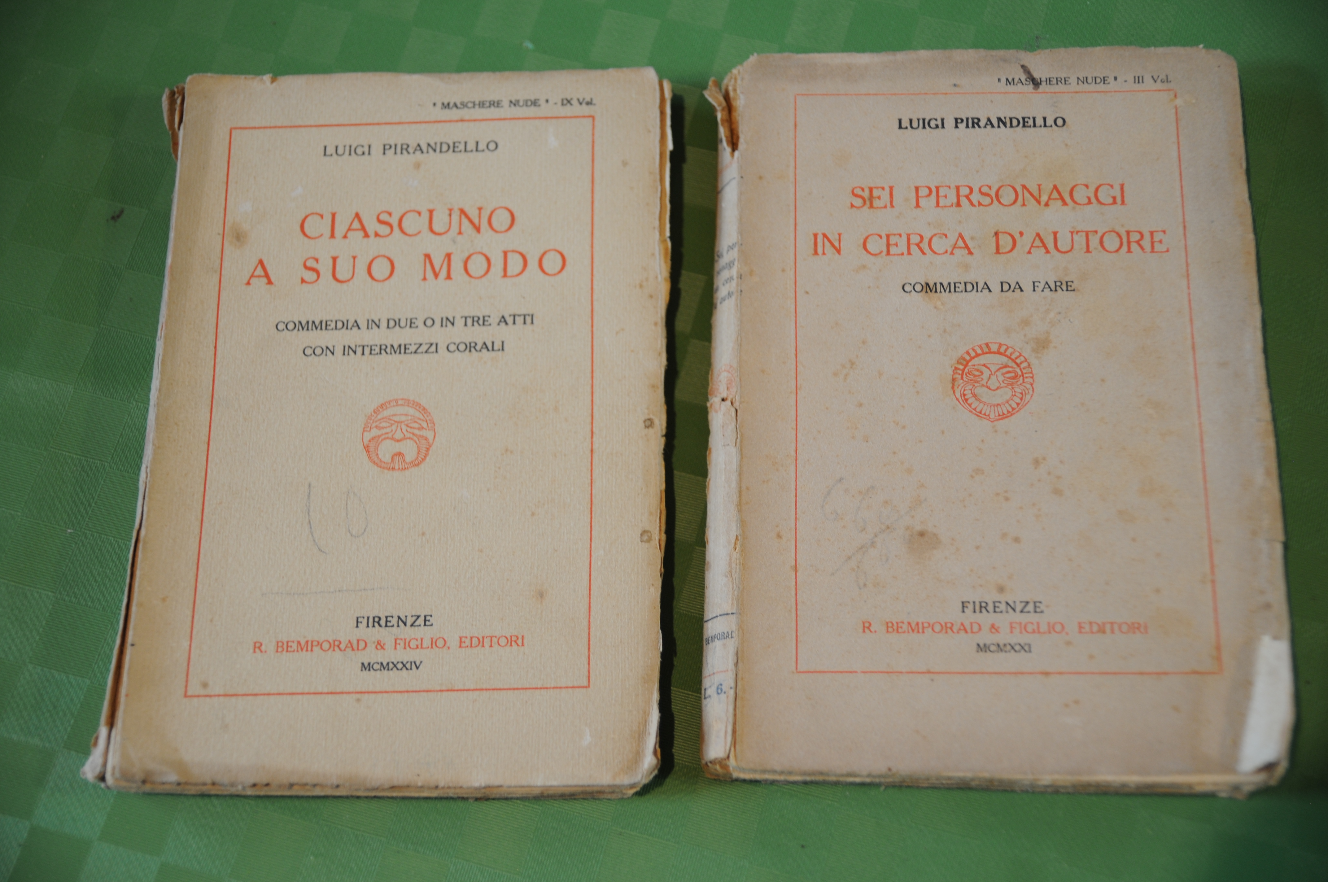 ciascuno a suo modo prima ed. 1924 e sei personaggi …