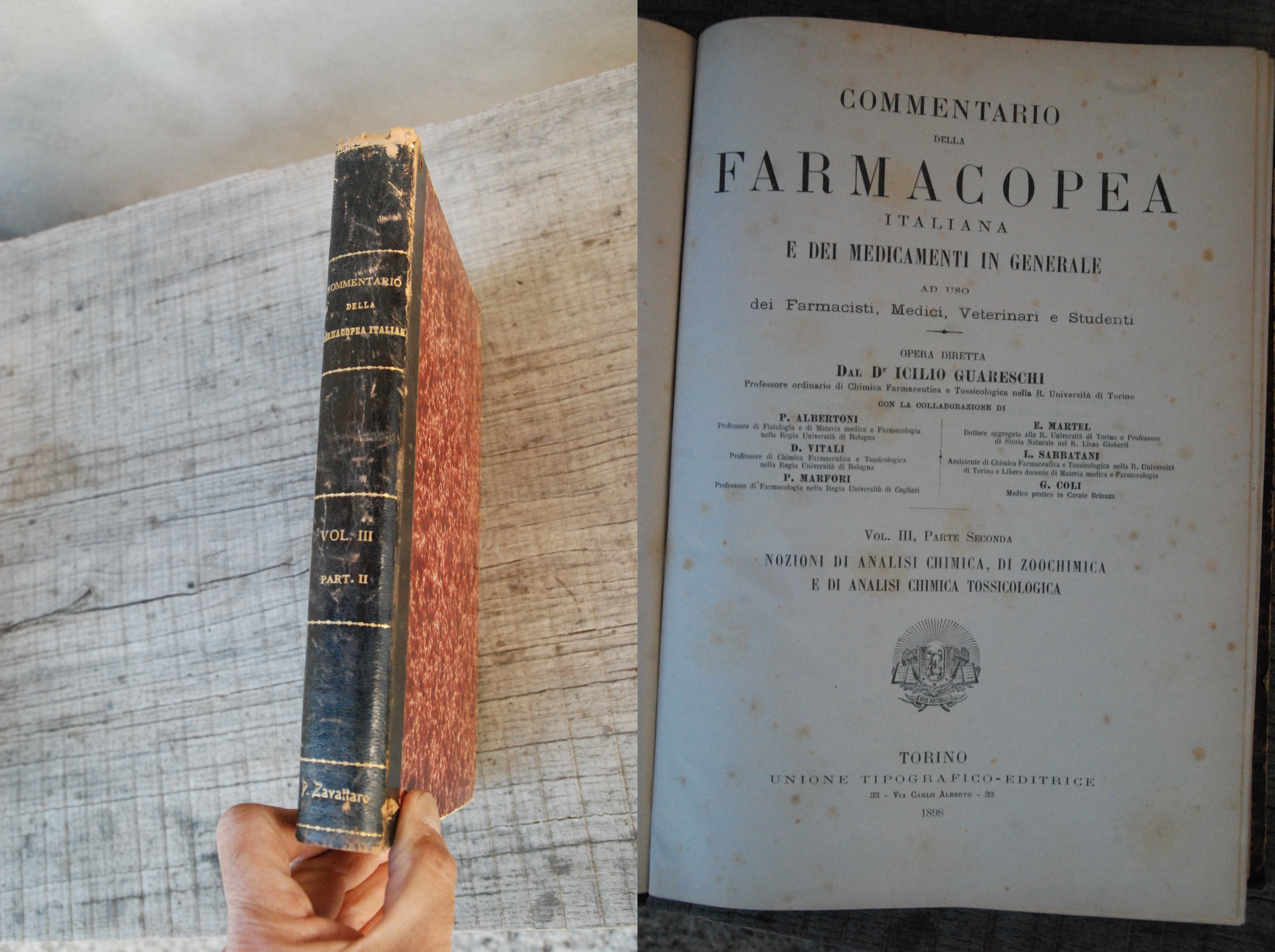 commentario della farmacopea italiana vol. III parte 2 analisi chimica …