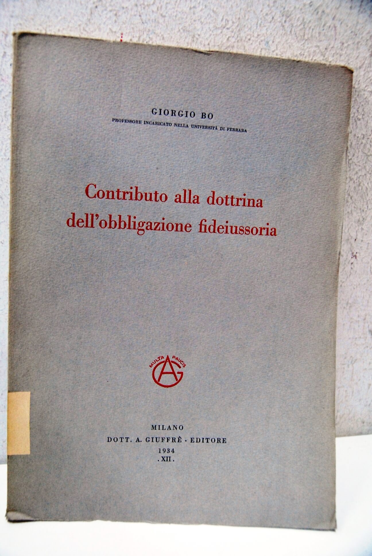 Contributo alla dottrina dell'obbligazione fideiussoria