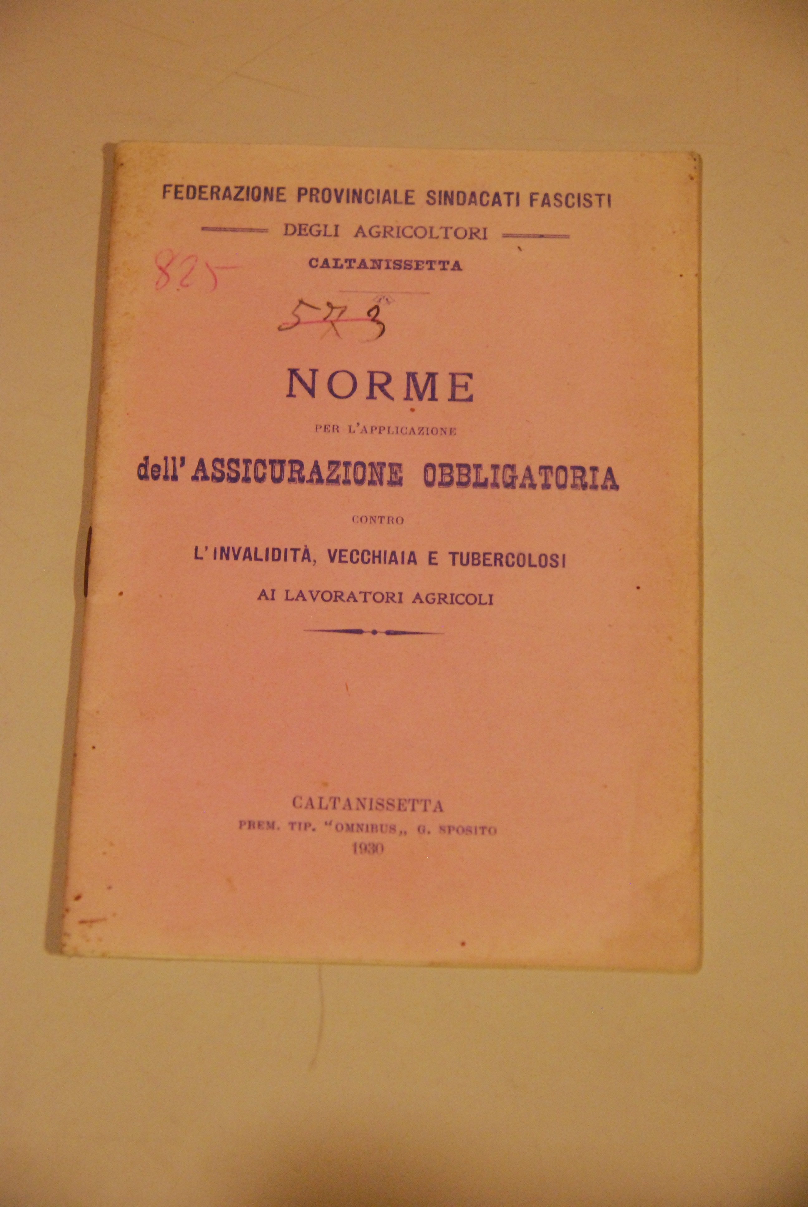 contro invalidità vecchiaia e tubercolosi lavoratori agricoli 1930
