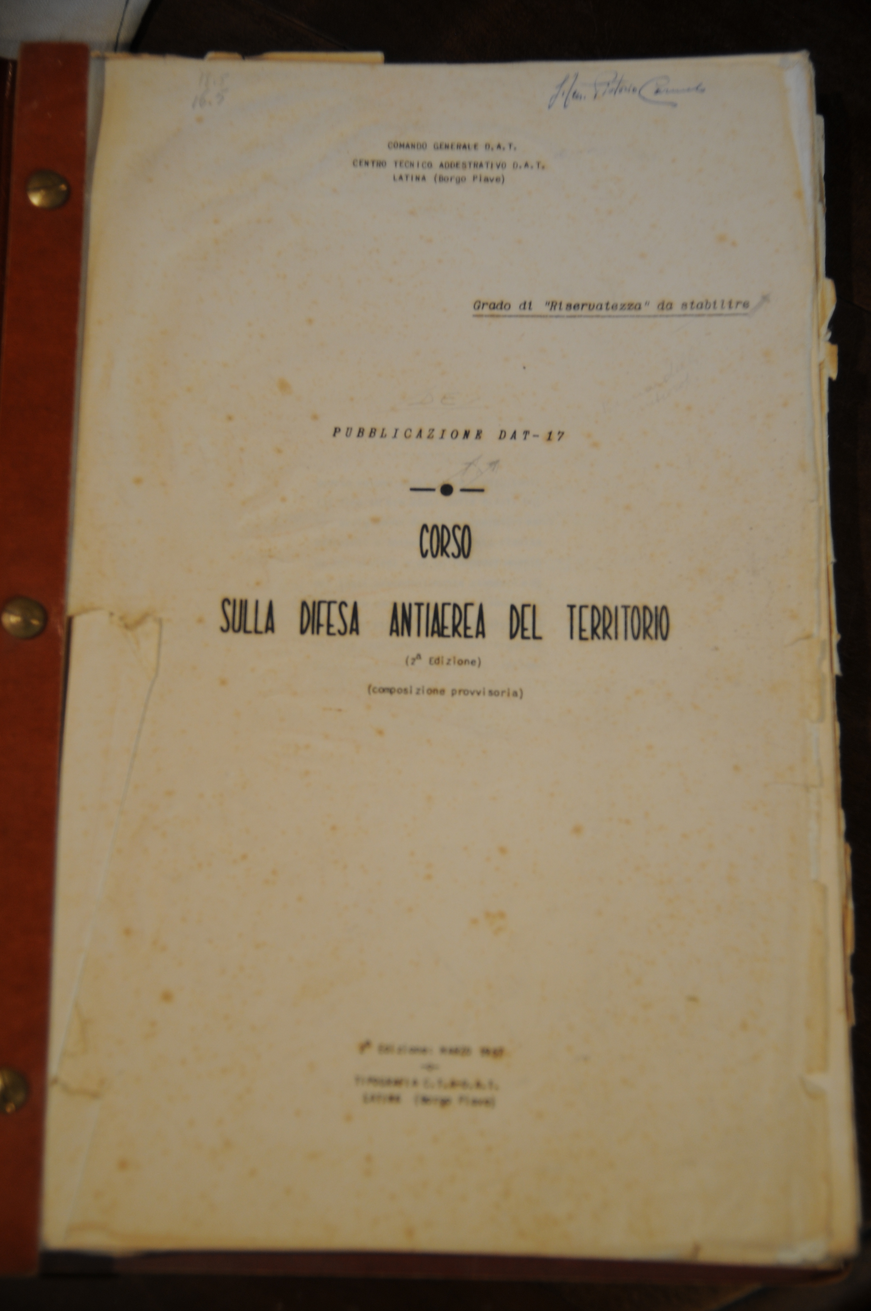 corso sulla difesa antiaerea del territorio