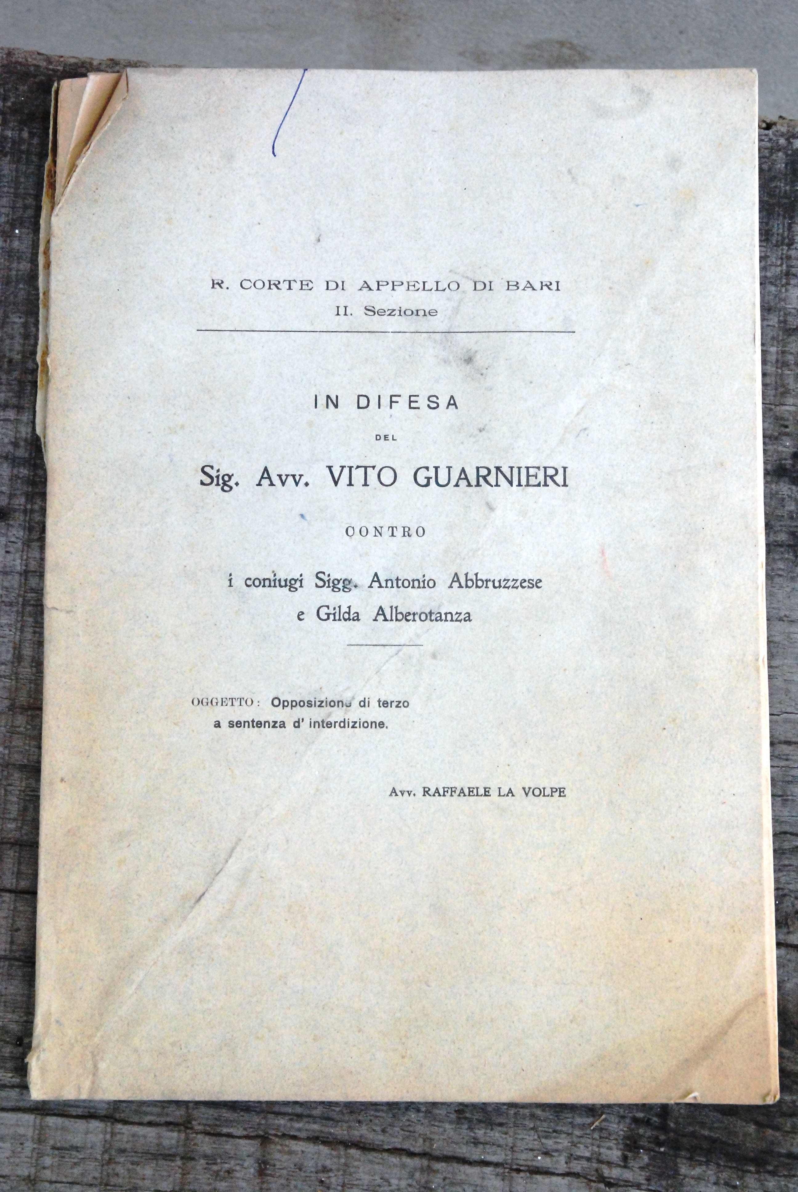 corte di appello di bari vito guarnieri contro antonio abbruzzese …