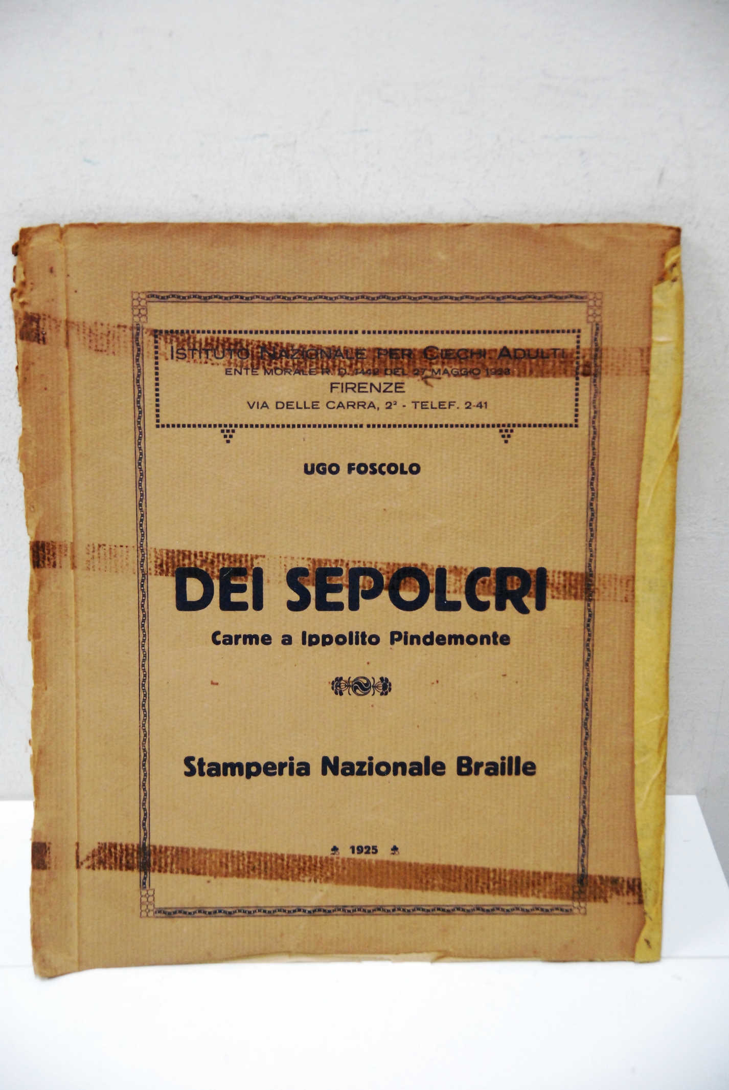 dei sepolcri carme a ippolito pindemonte stamperia nazionale braille