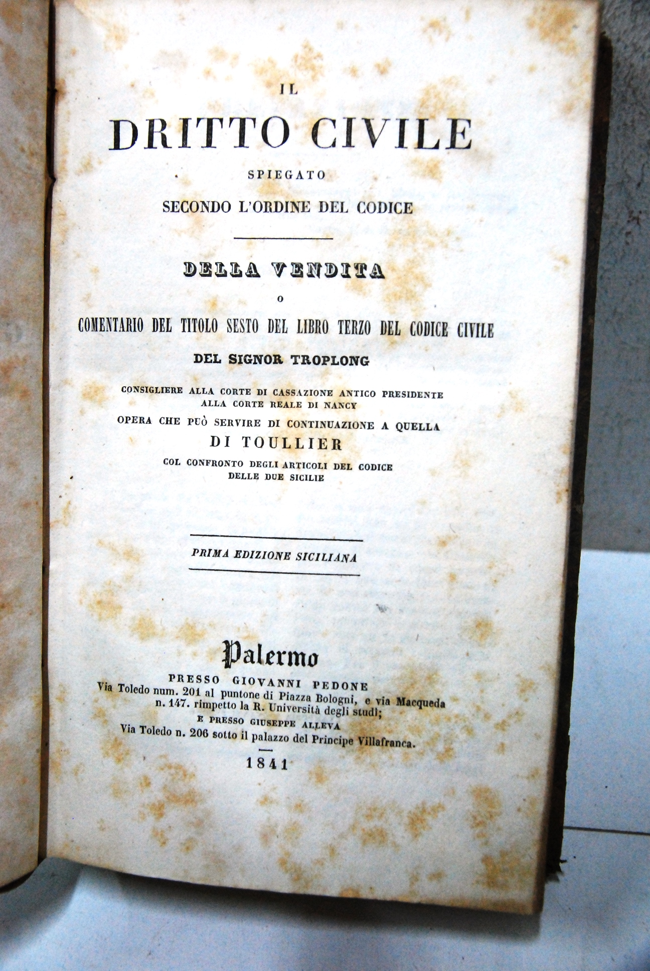 Dritto civile spiegato secondo l'ordine del codice della vendita comentario …
