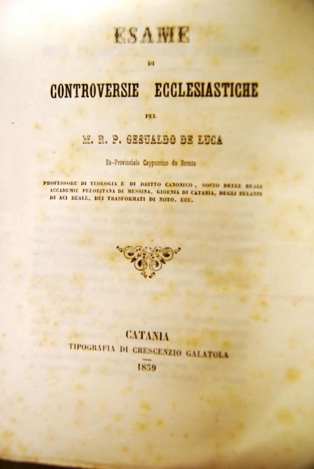 Esame di Controversie ecclesiastiche