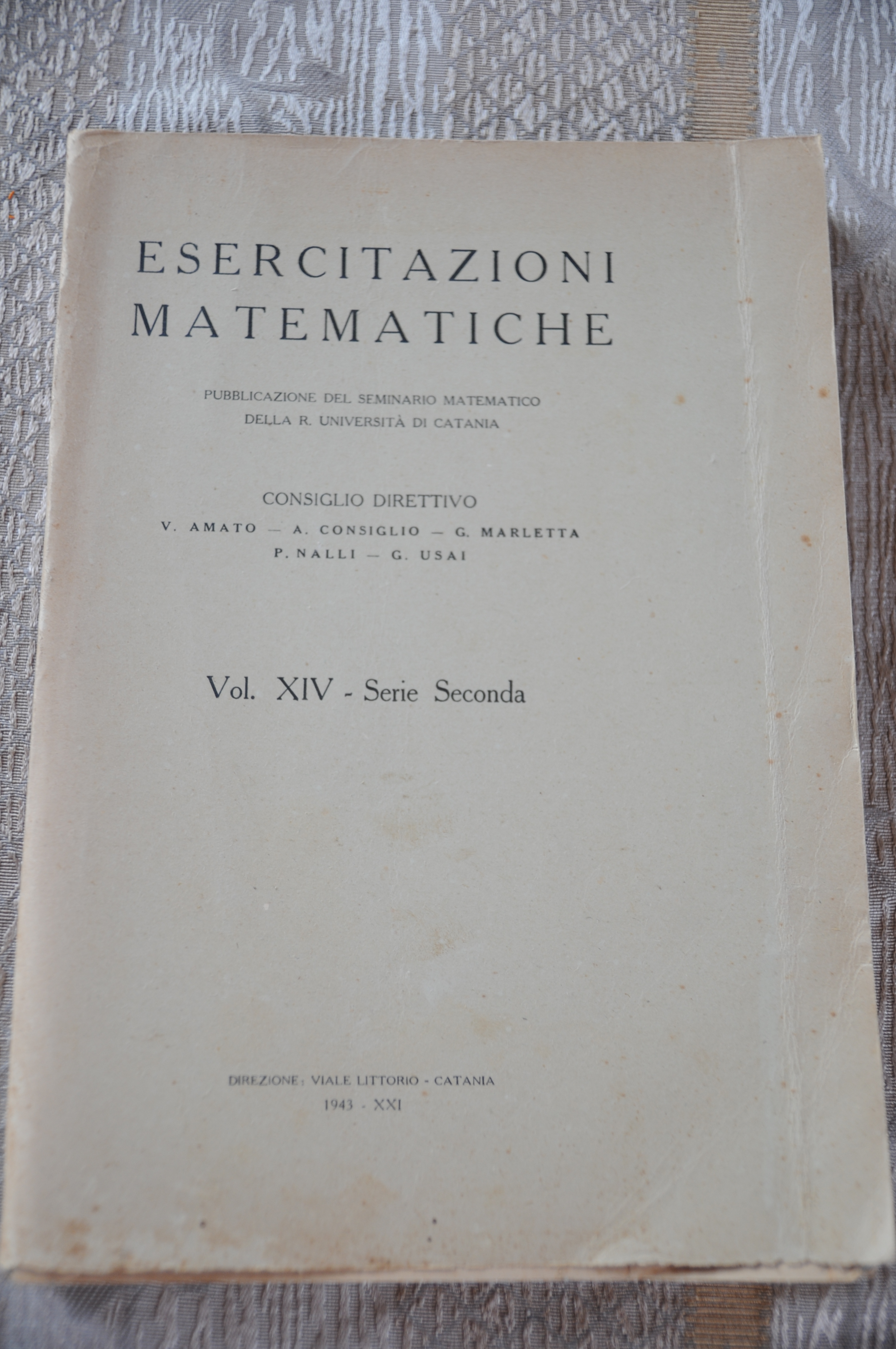 esercitazioni matematiche vol. XIV serie seconda