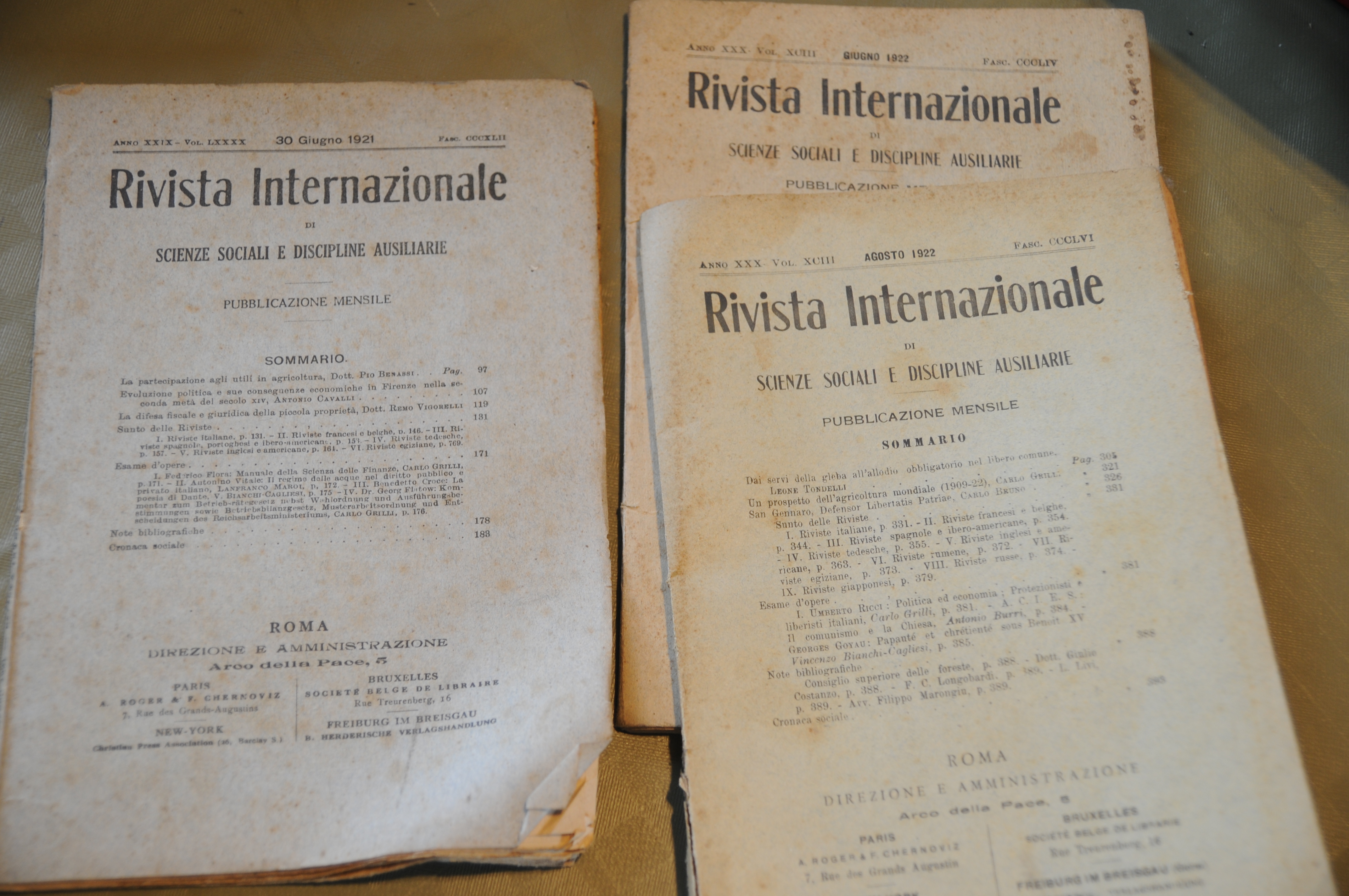 giugno 1921 giugno 1922 agosto 1922