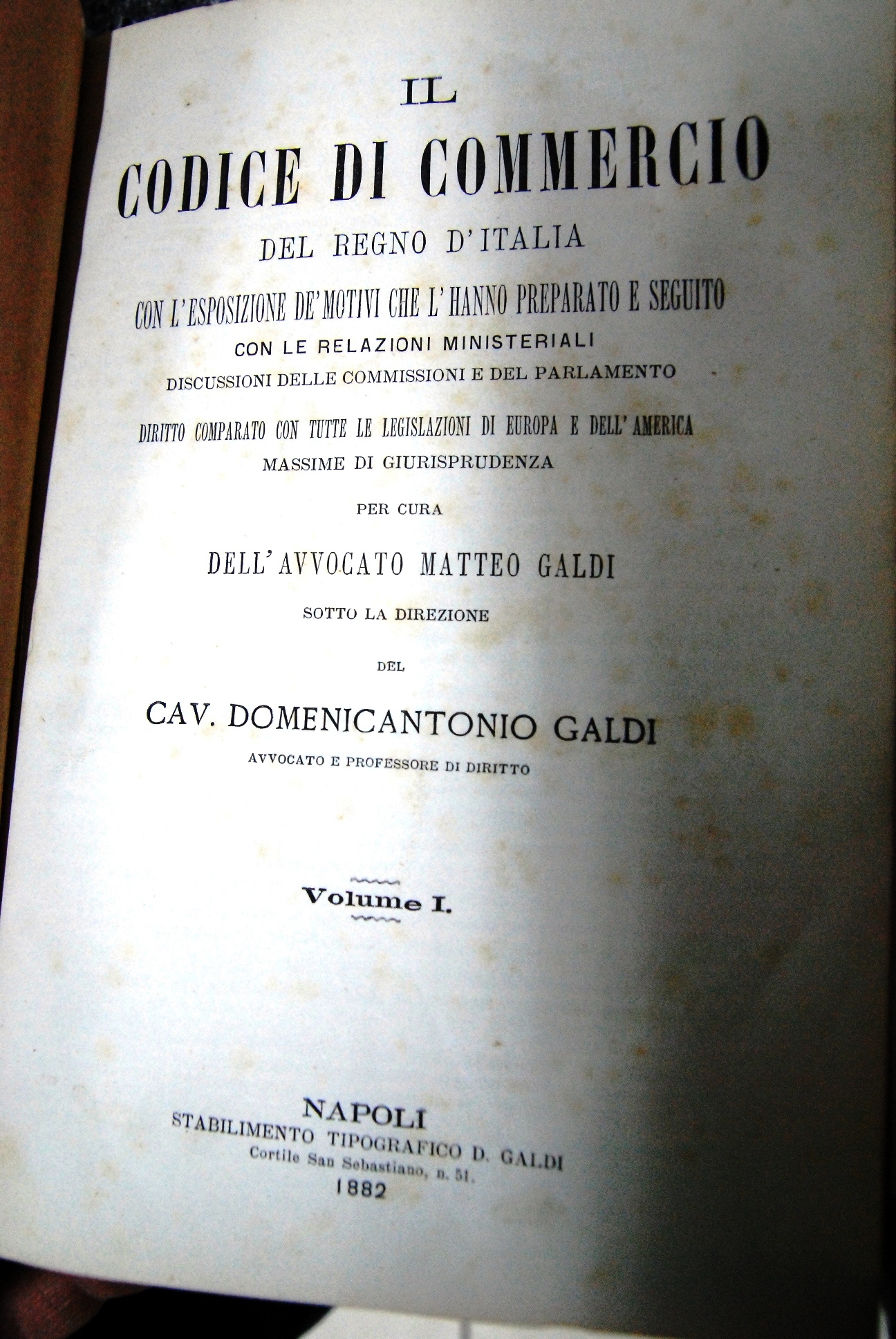 Il codice di commercio del regno d'Italia ? volume I …