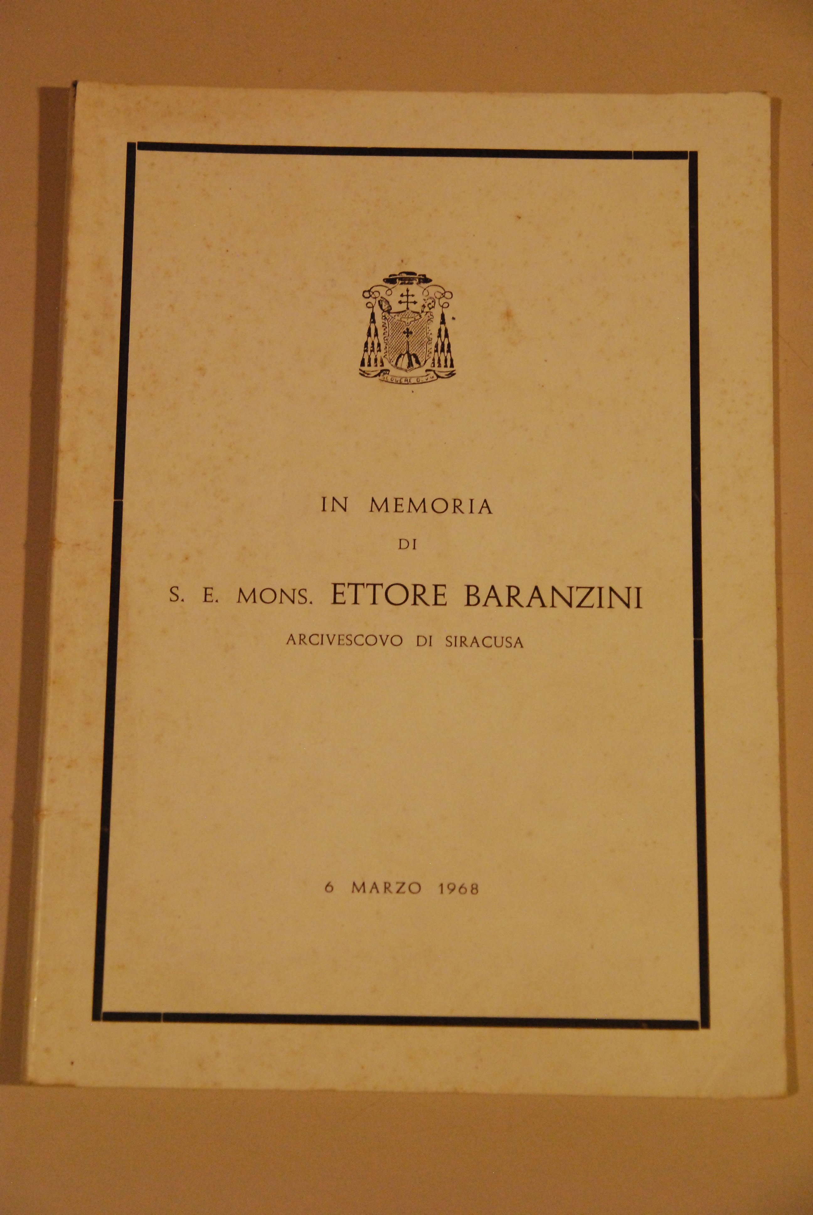 in memoria di ettore baranzini arcivescovo di siracusa