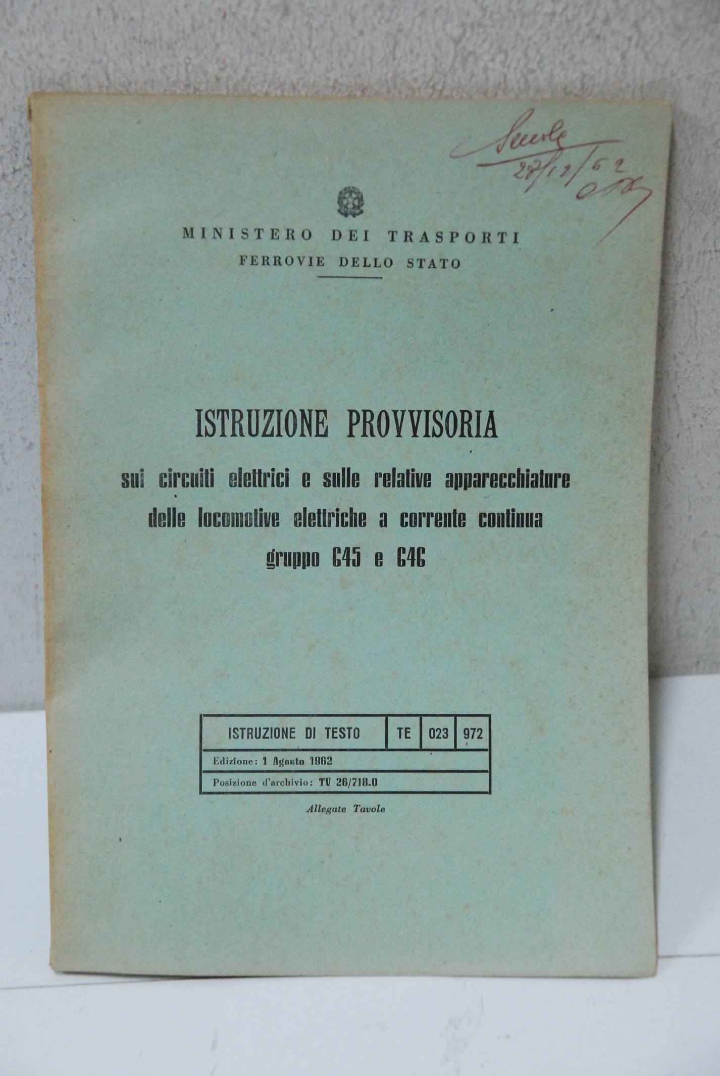 istruzione provvisoria sui circuiti elettrici e sulle relative apparecchiature delle …