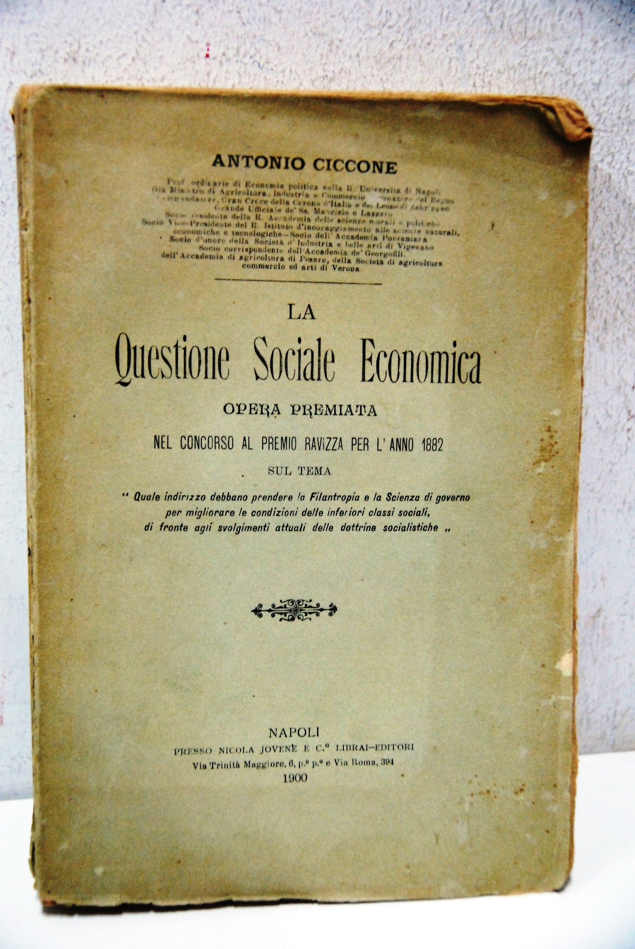 La questione sociale economica opera premiata ? premio ravizza per …