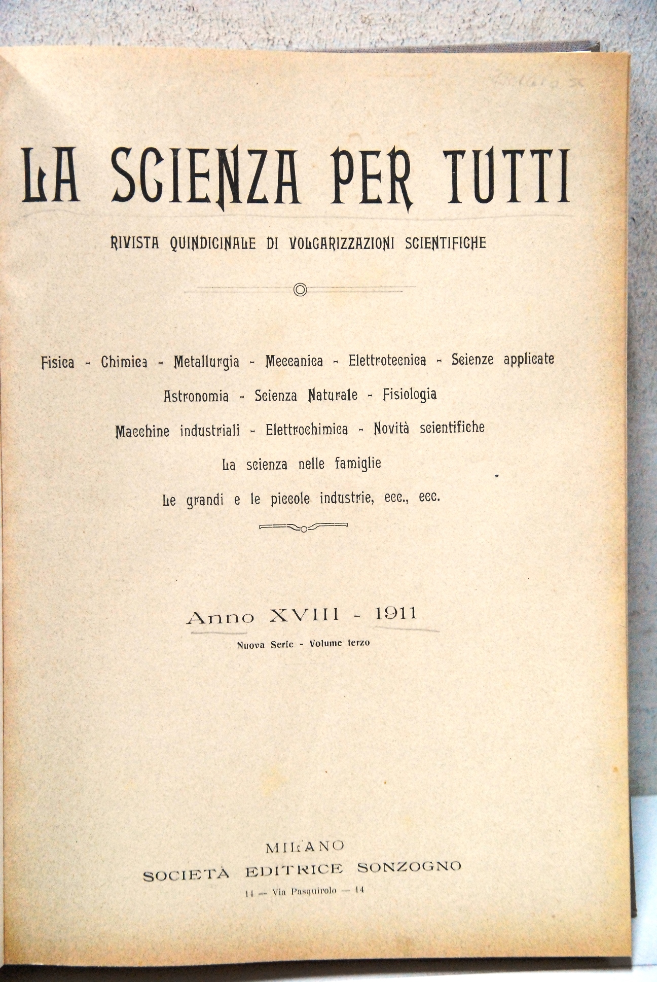 la scienza per tutti annata xviii