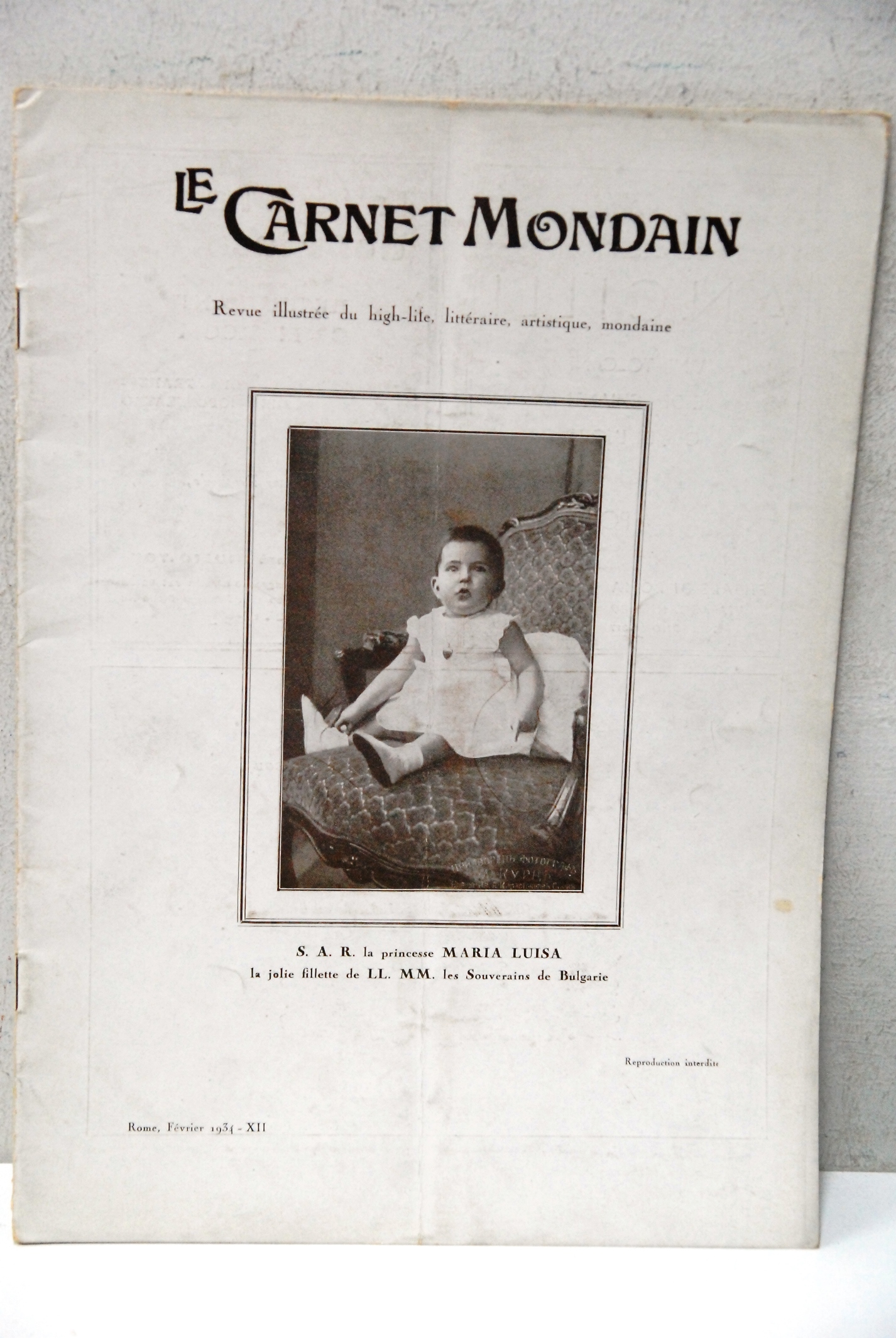 le carnet mondain sar la princesse maria luisa febbraio 1934