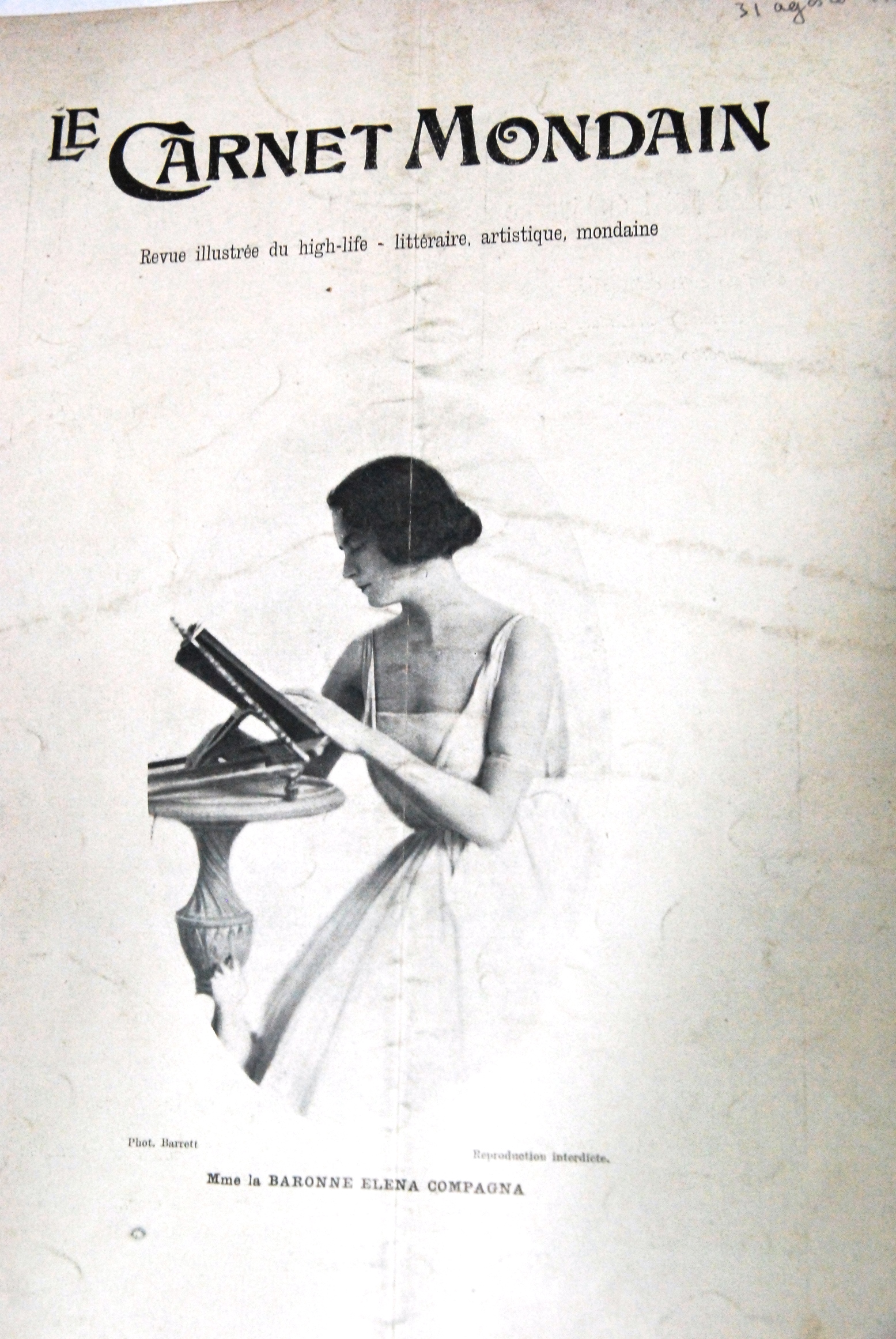 mme la baronne elena compagna 495 agosto 1922