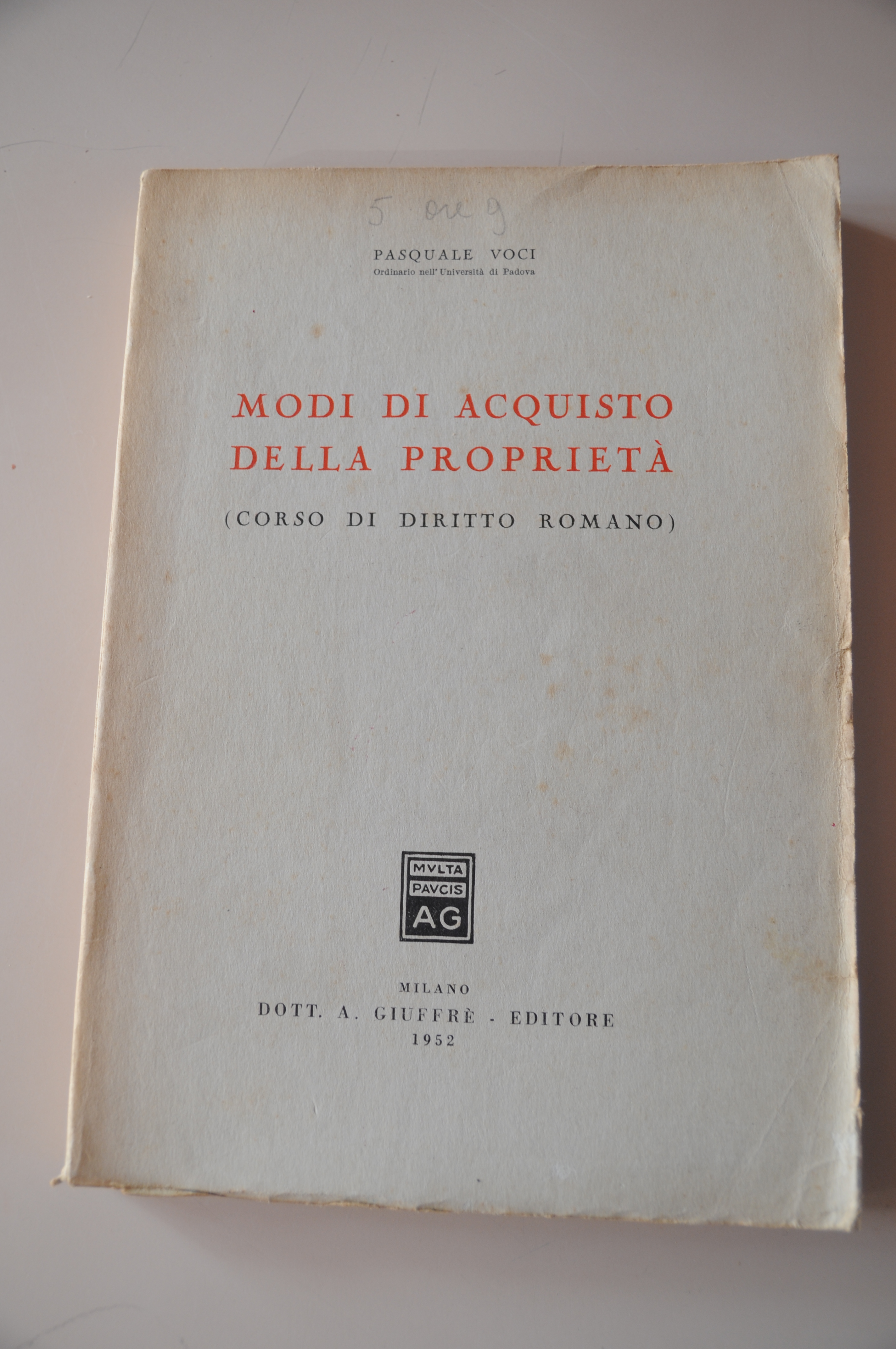 modi di acquisto della proprietà (sottolineature a matita)