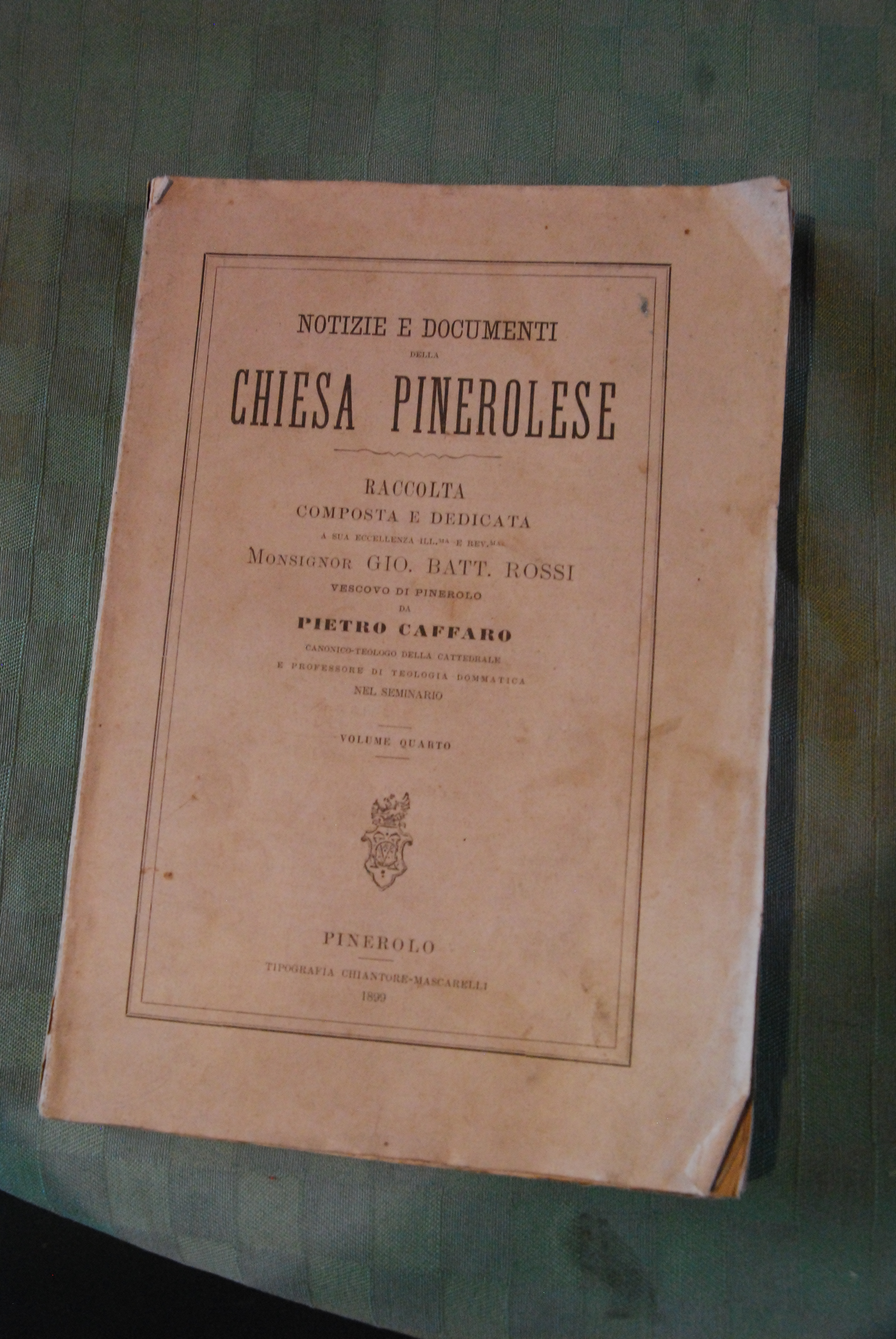 notizie e documenti della CHIESA pinerolese vol. 4 quarto NUOVO