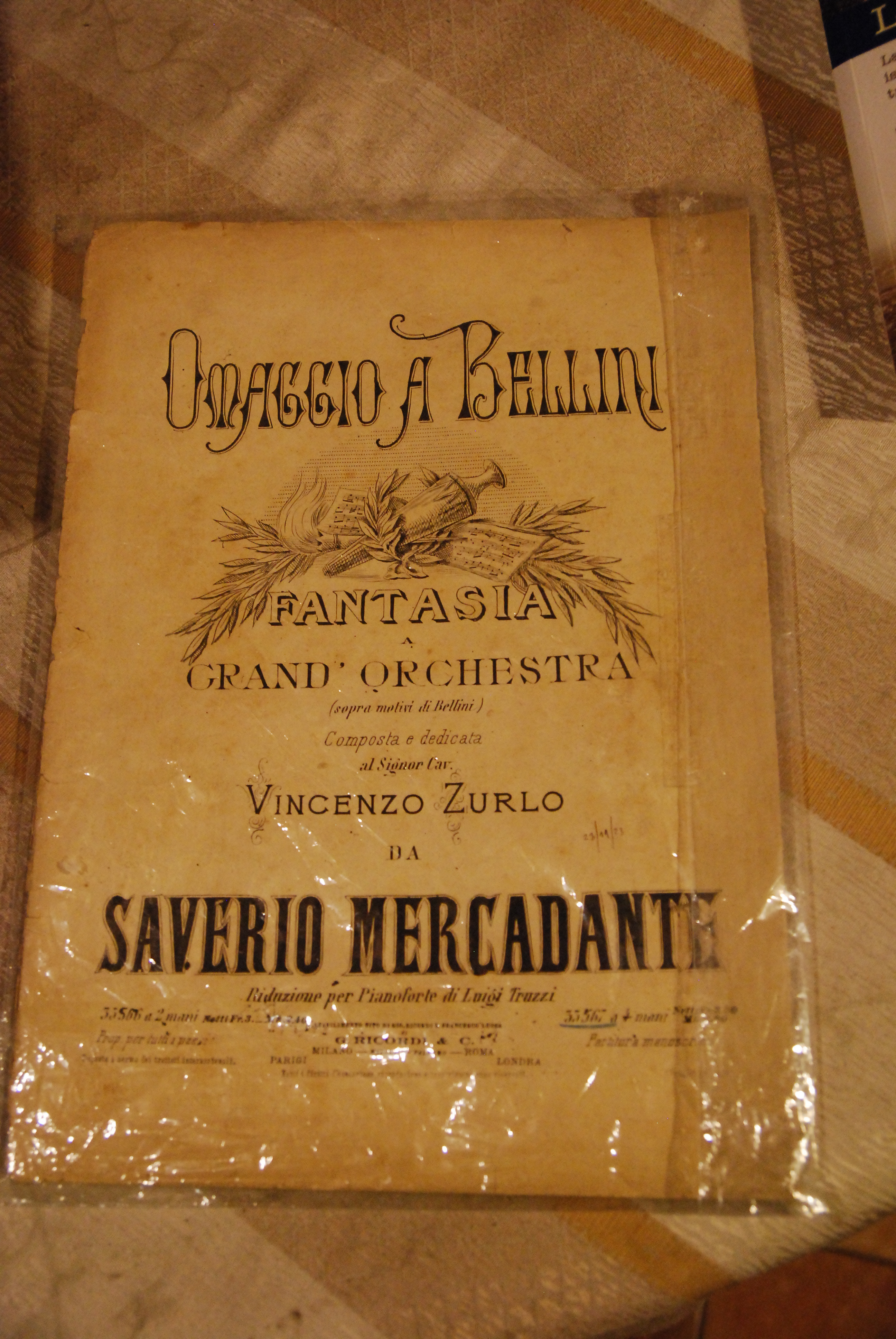 omaggio a bellini fantasia grand'orchestra composta e dedicata a cav. …
