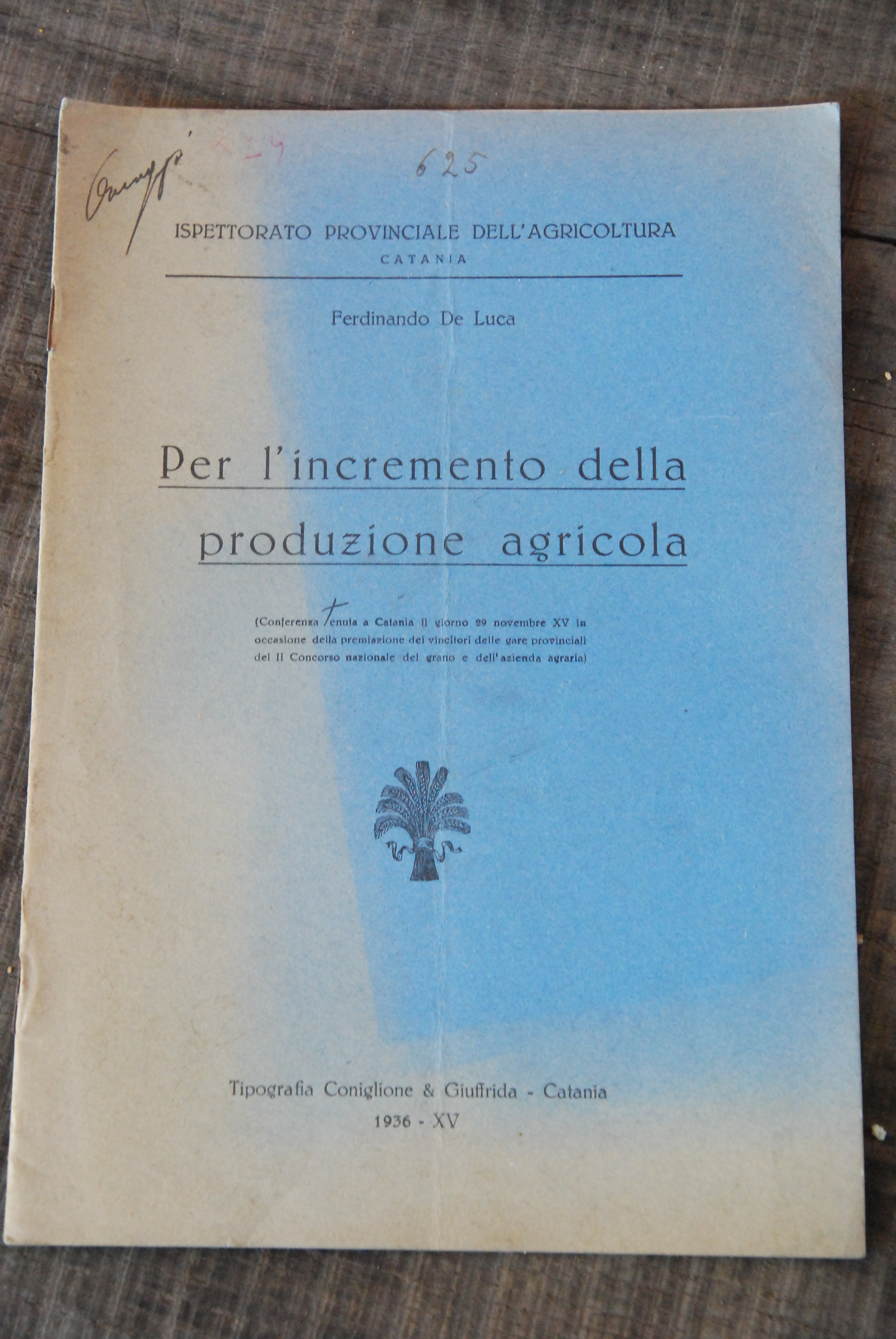 per l'incremento della produzione agricola