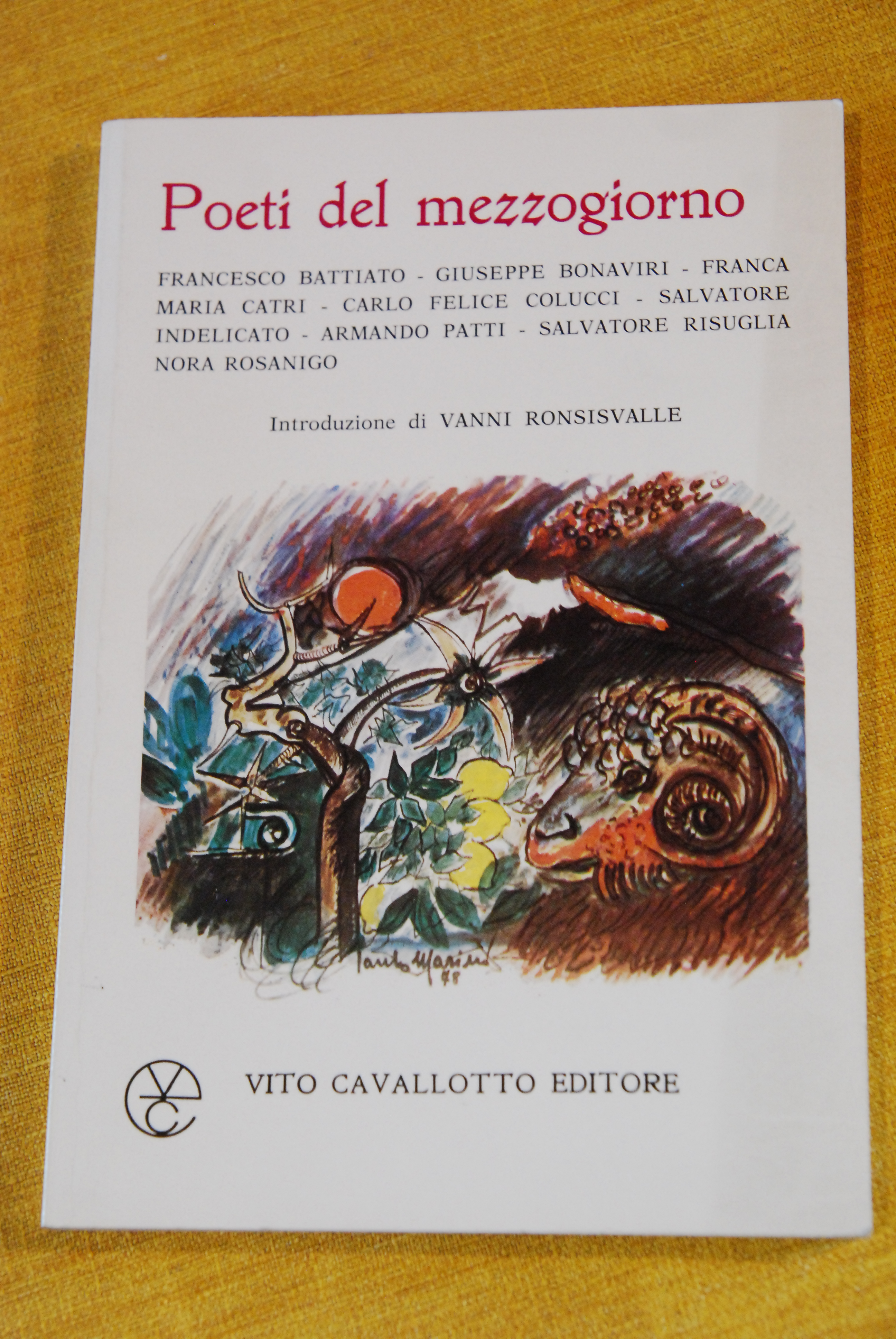 poeti del mezzogiorno autografato con dedica di franco battiato