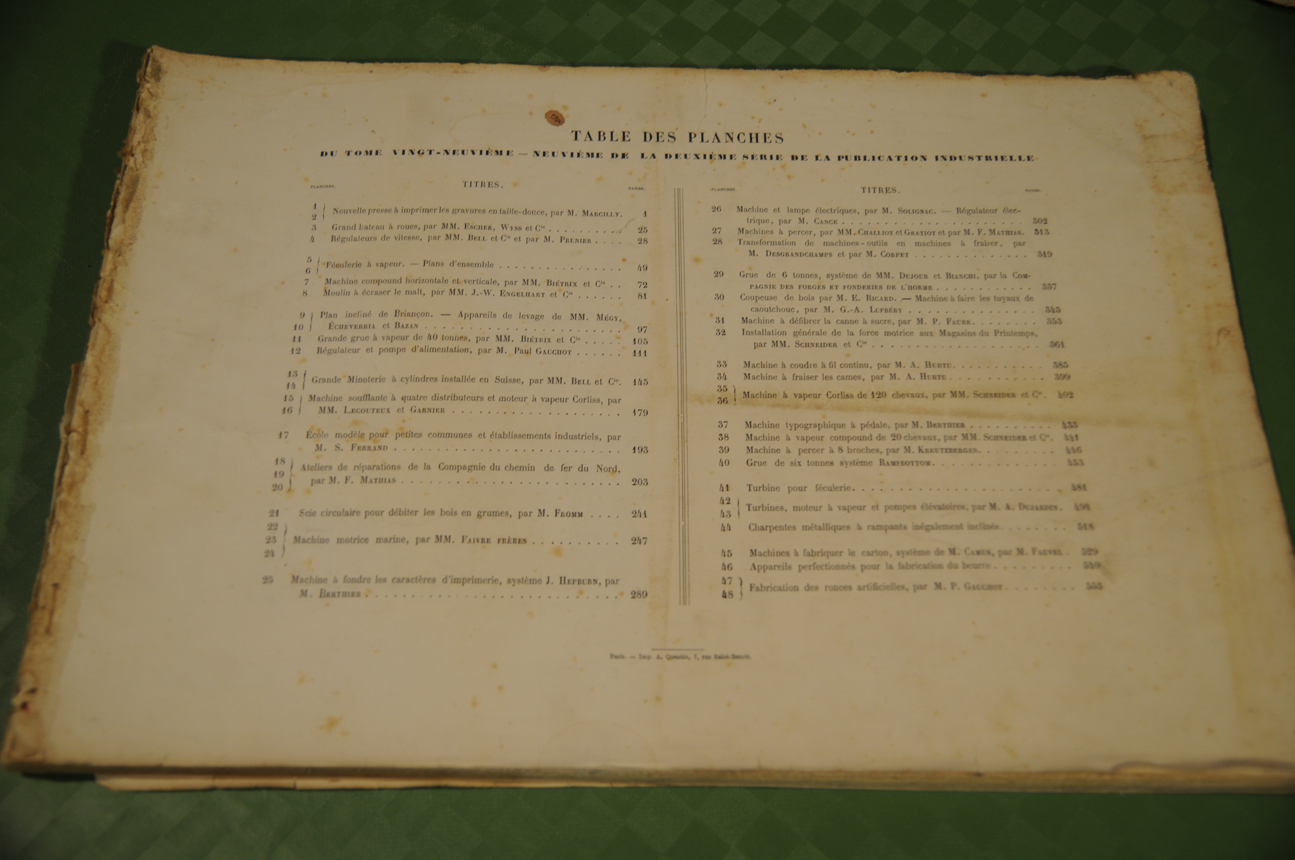 publication industrielle vol. 29 2 serie vol. 9, 48 plantes