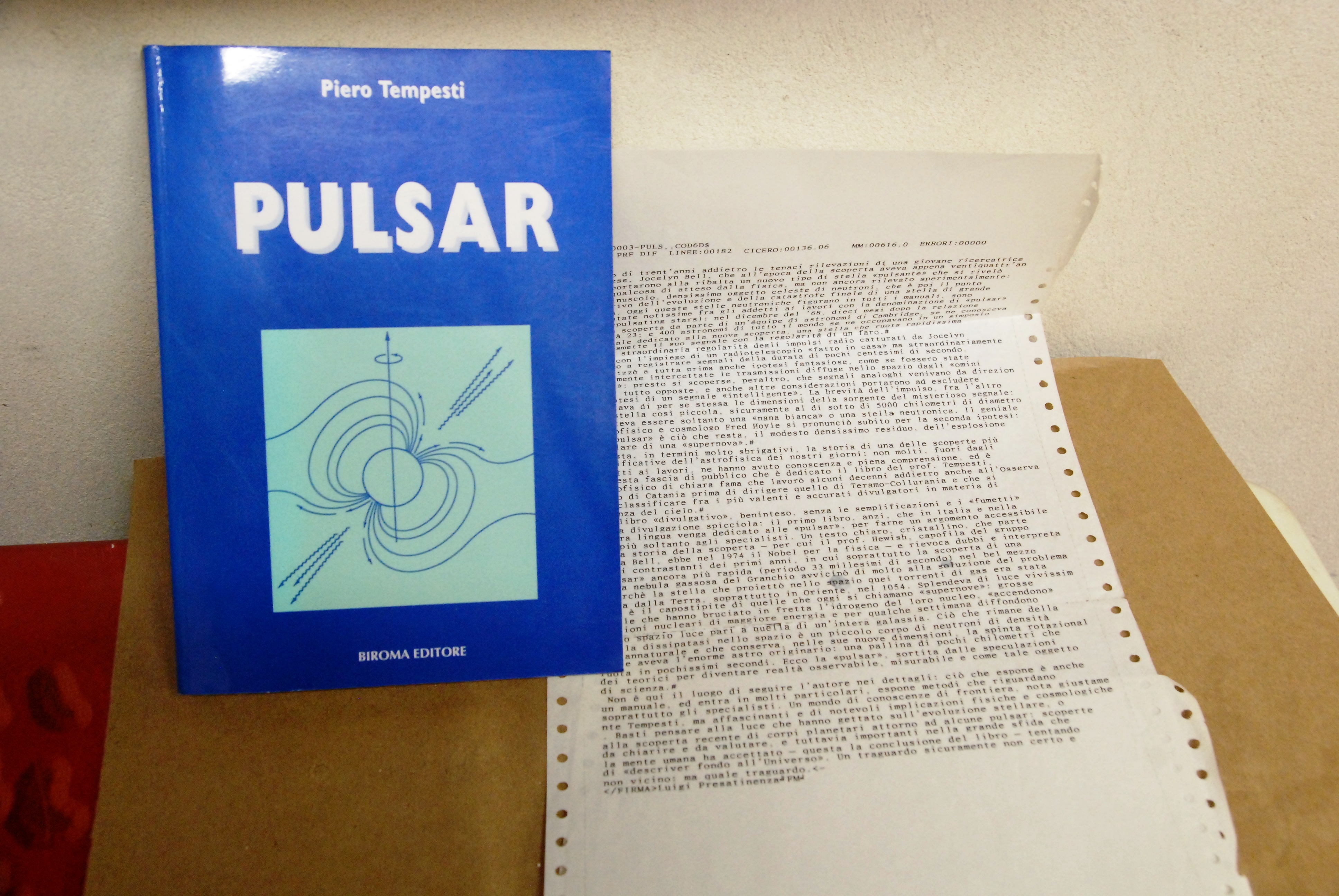 pulsar (con lettera ed articolo giornalistico)