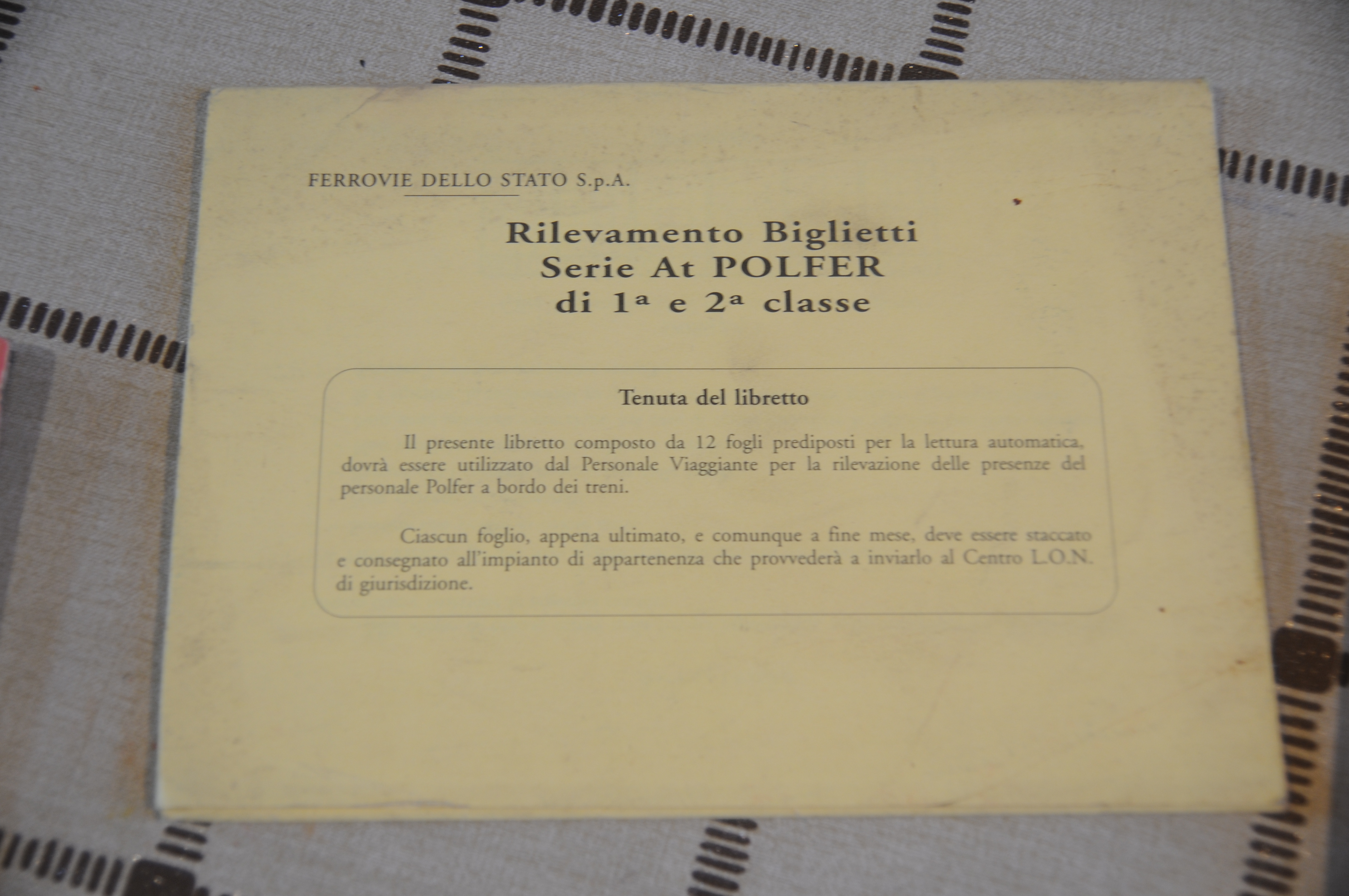 rilevamento biglietti serie at polfer di 1 e 2 classe