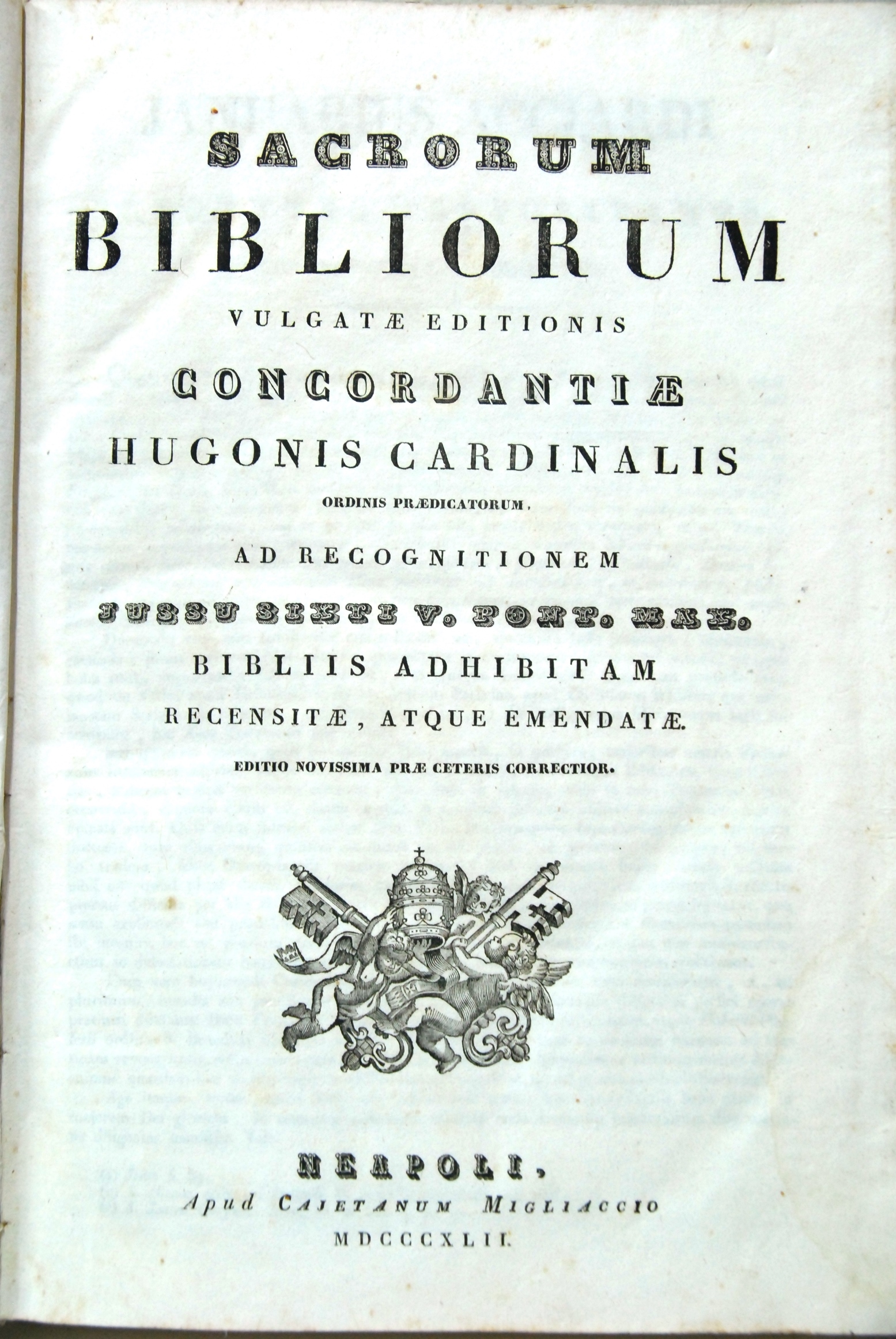 Sacrorum bibliorum vulgatae editionis concordantiae hugonis cardinalis jussu sixti bibliis …