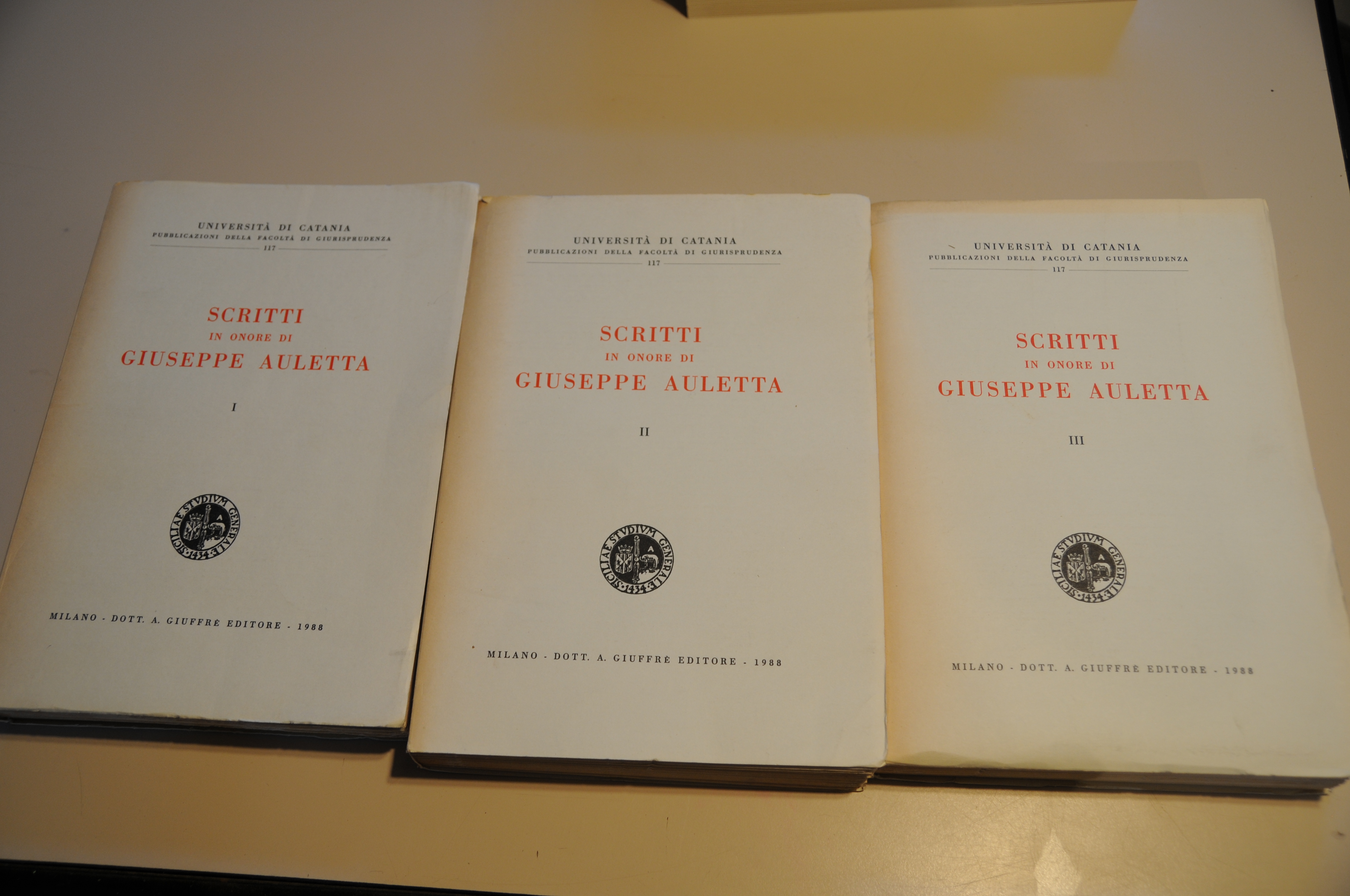 scritti IN onore di giuseppe auletta opera cpl. 3 voll. …
