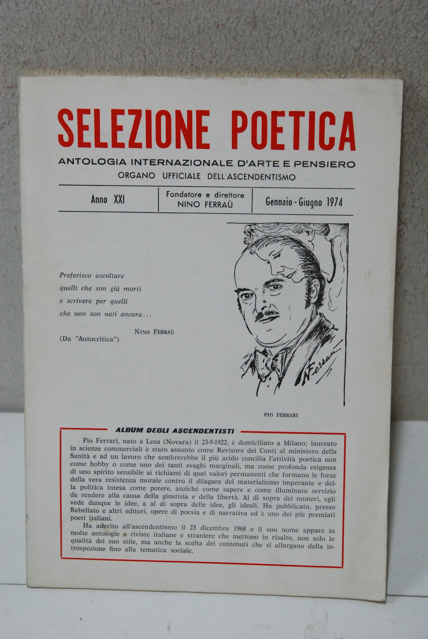 selezione poetica antologia internazionale d'arte e pensiero organo ufficiale ascendentismo …