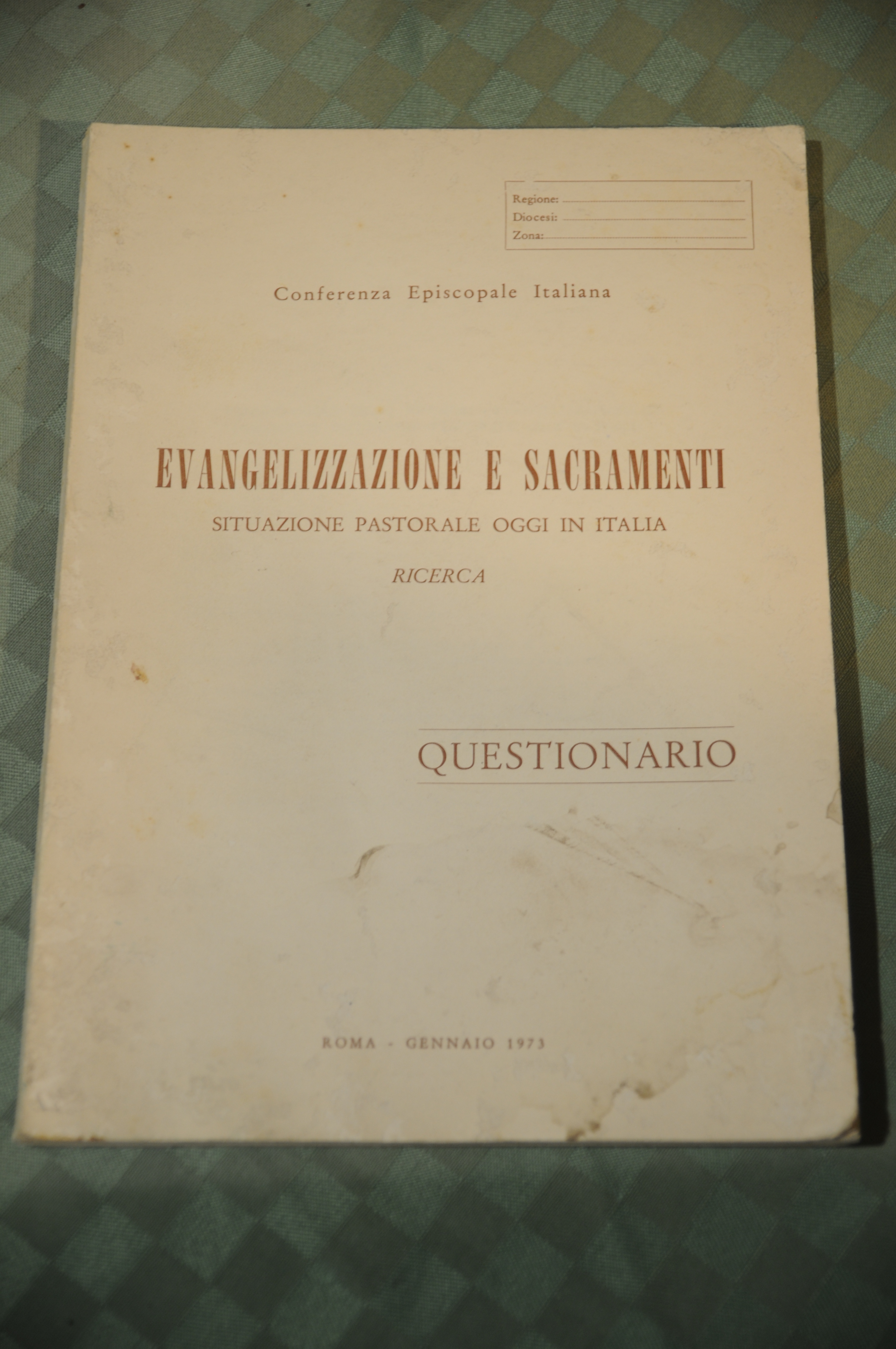 situazione pastorale oggi in italia ricerca questionario