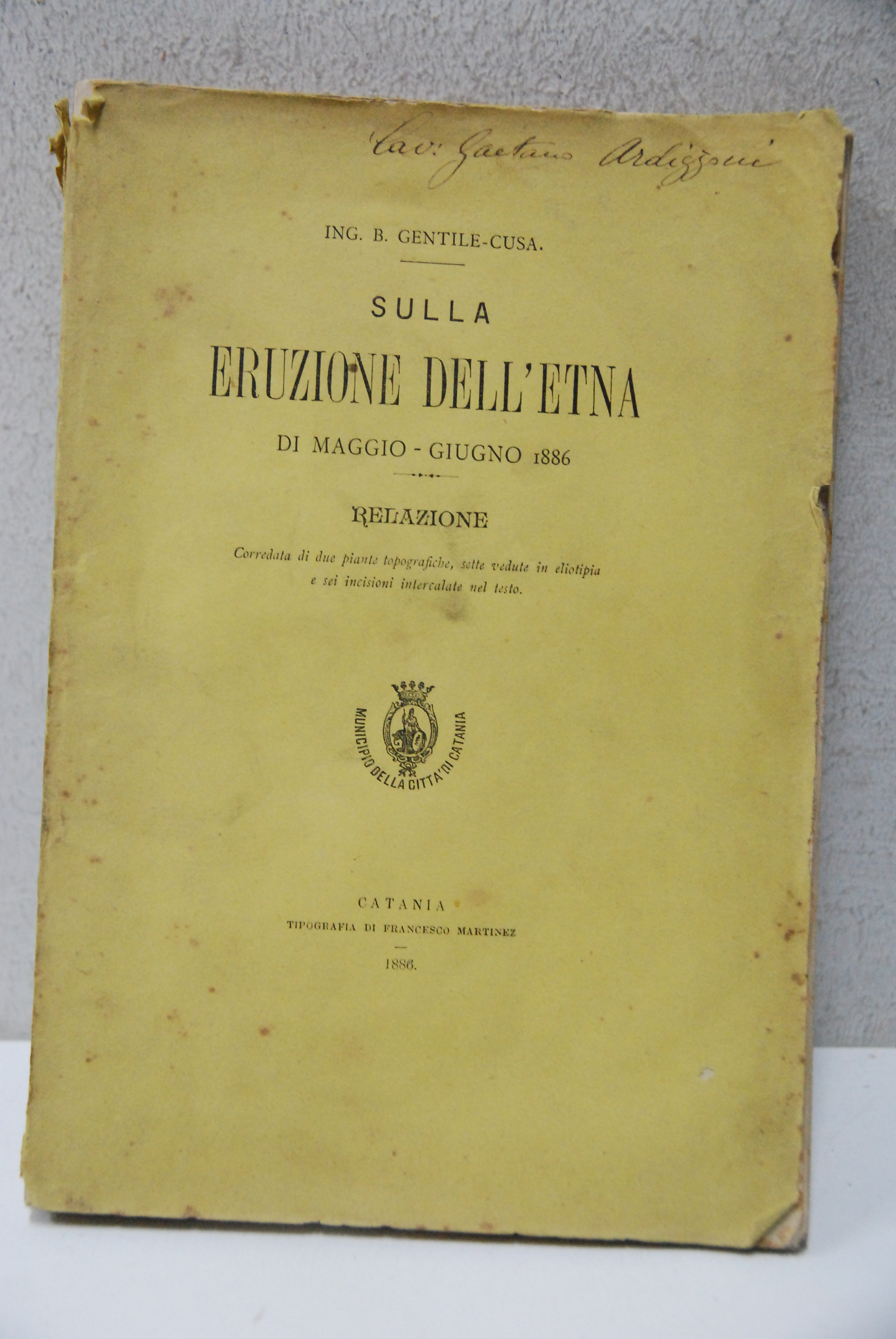 sulla eruzione dell'etna di maggio giugno 1886