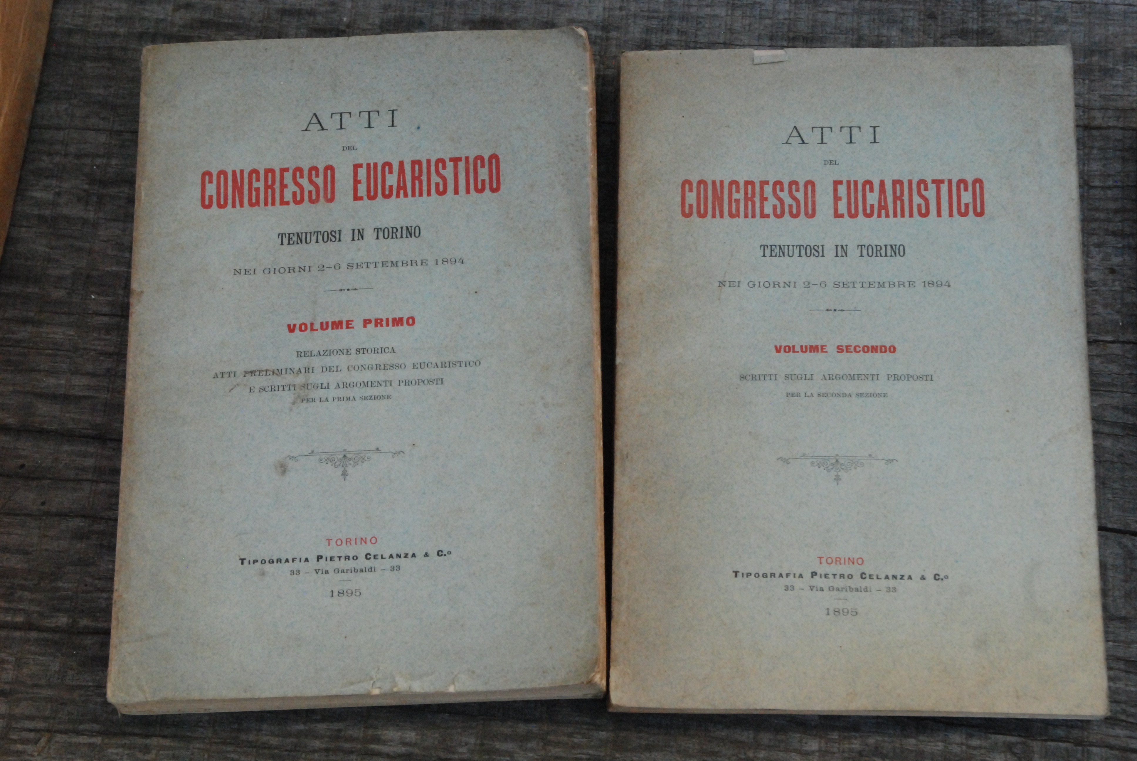 tenutosi in torino settembre 1894 due vol. NUOVISSIMI intonsi completi