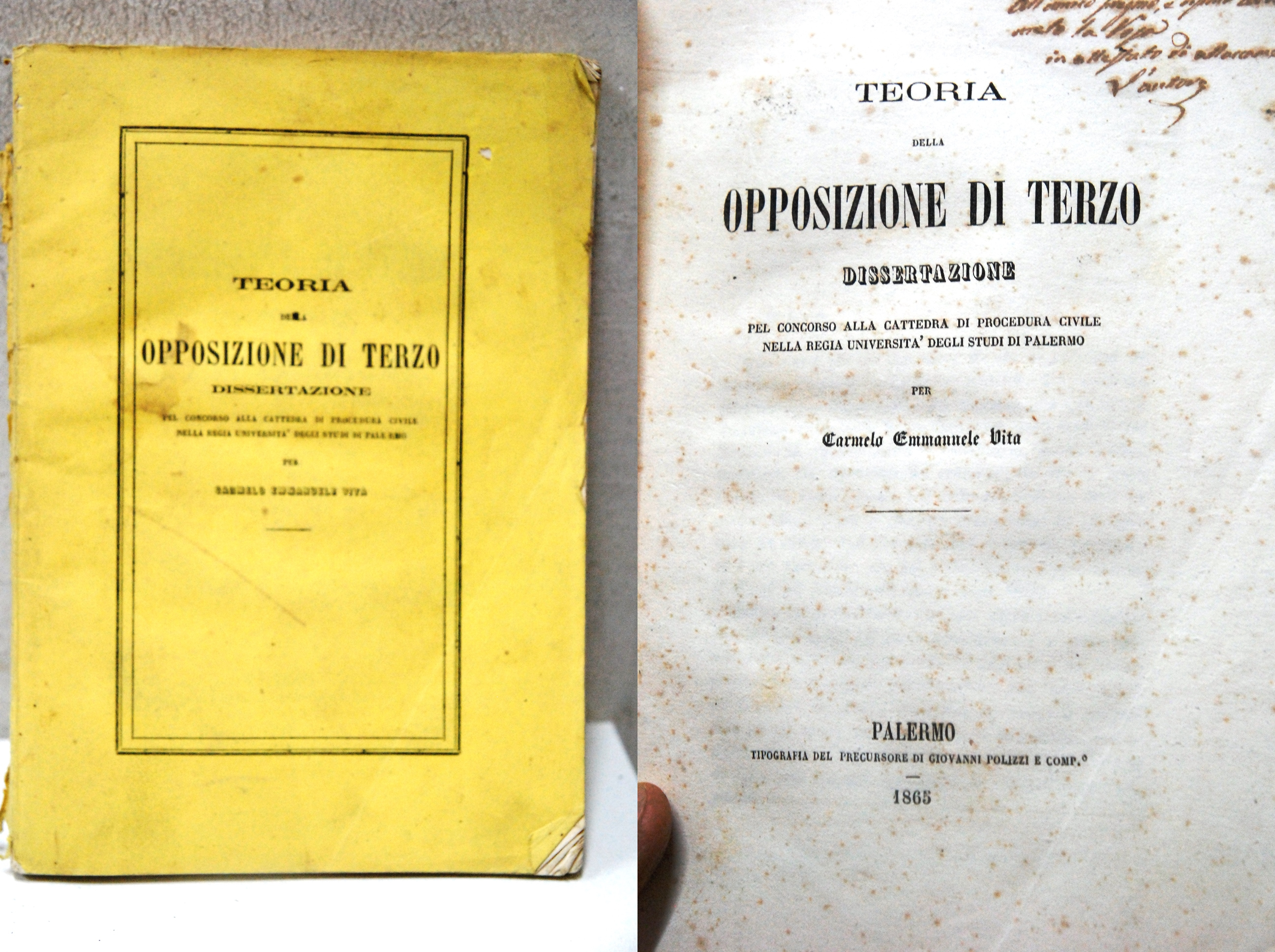 teoria della opposizione di terzo dissertazione pel concorso