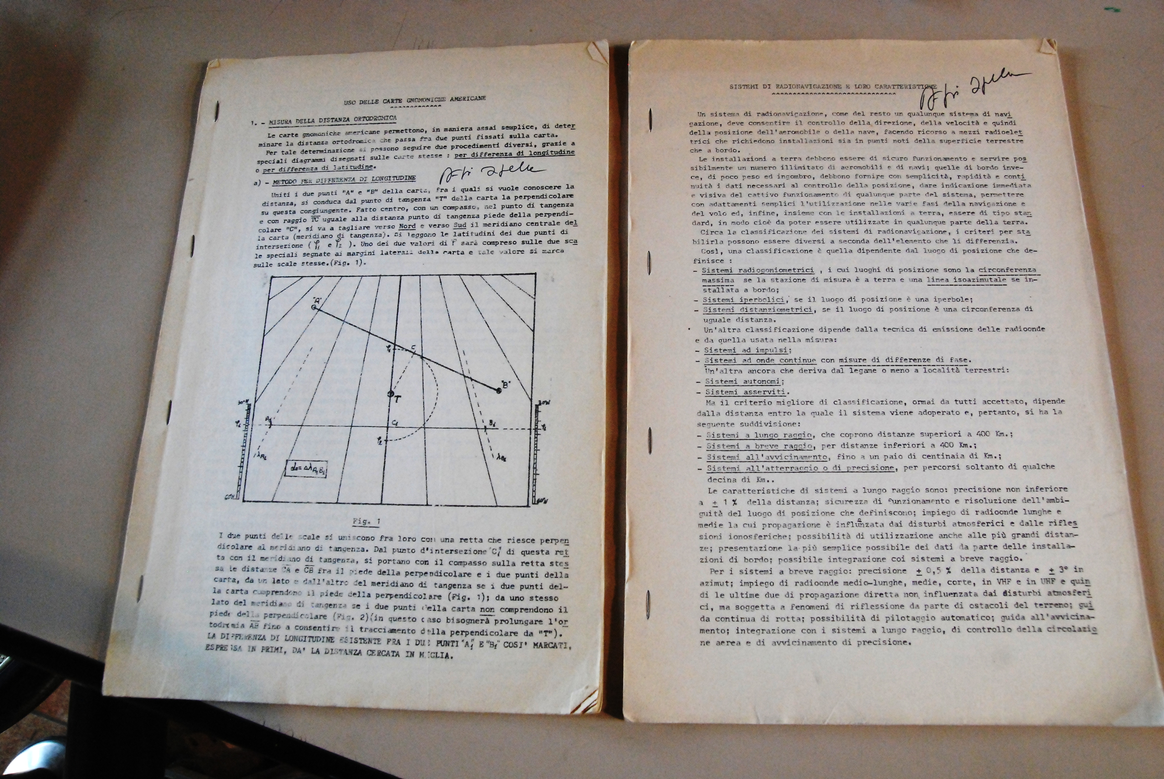 uso delle carte gnomoniche americane e sistemi di radionavigazione