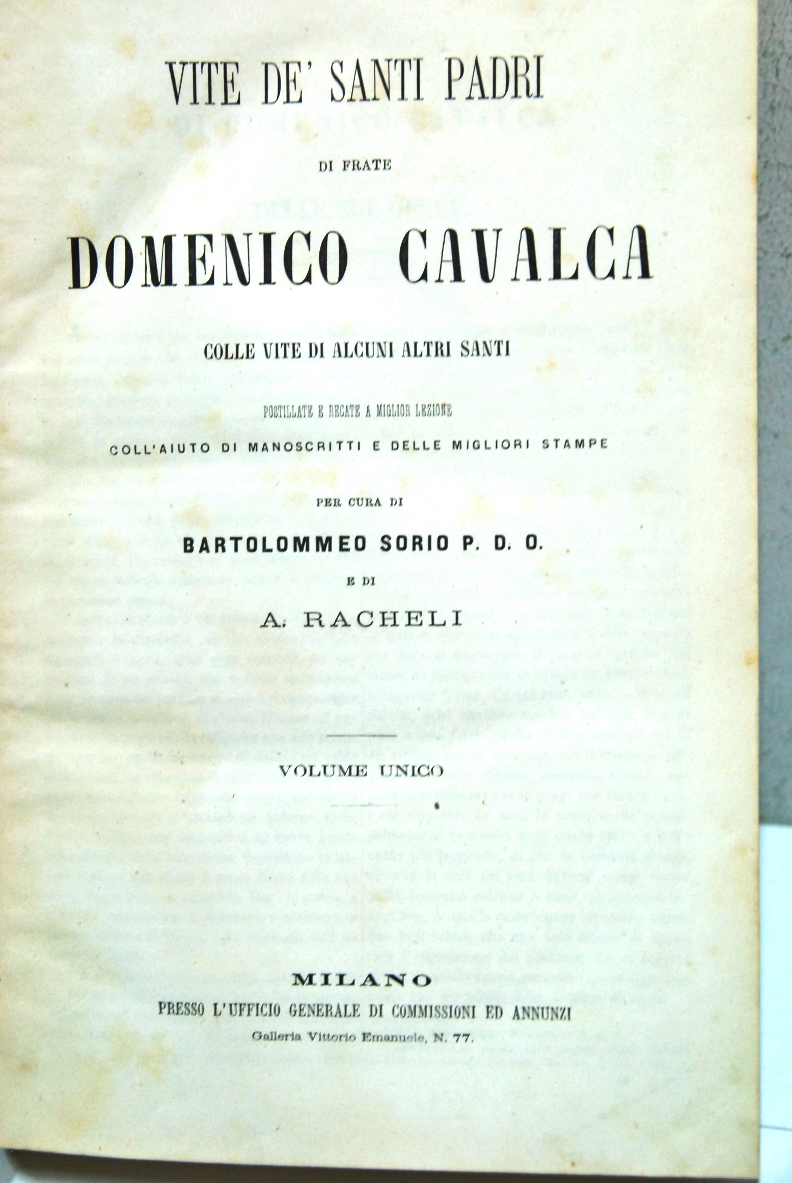 Vita de santi padri di frate domenico cavalca, colle vite …