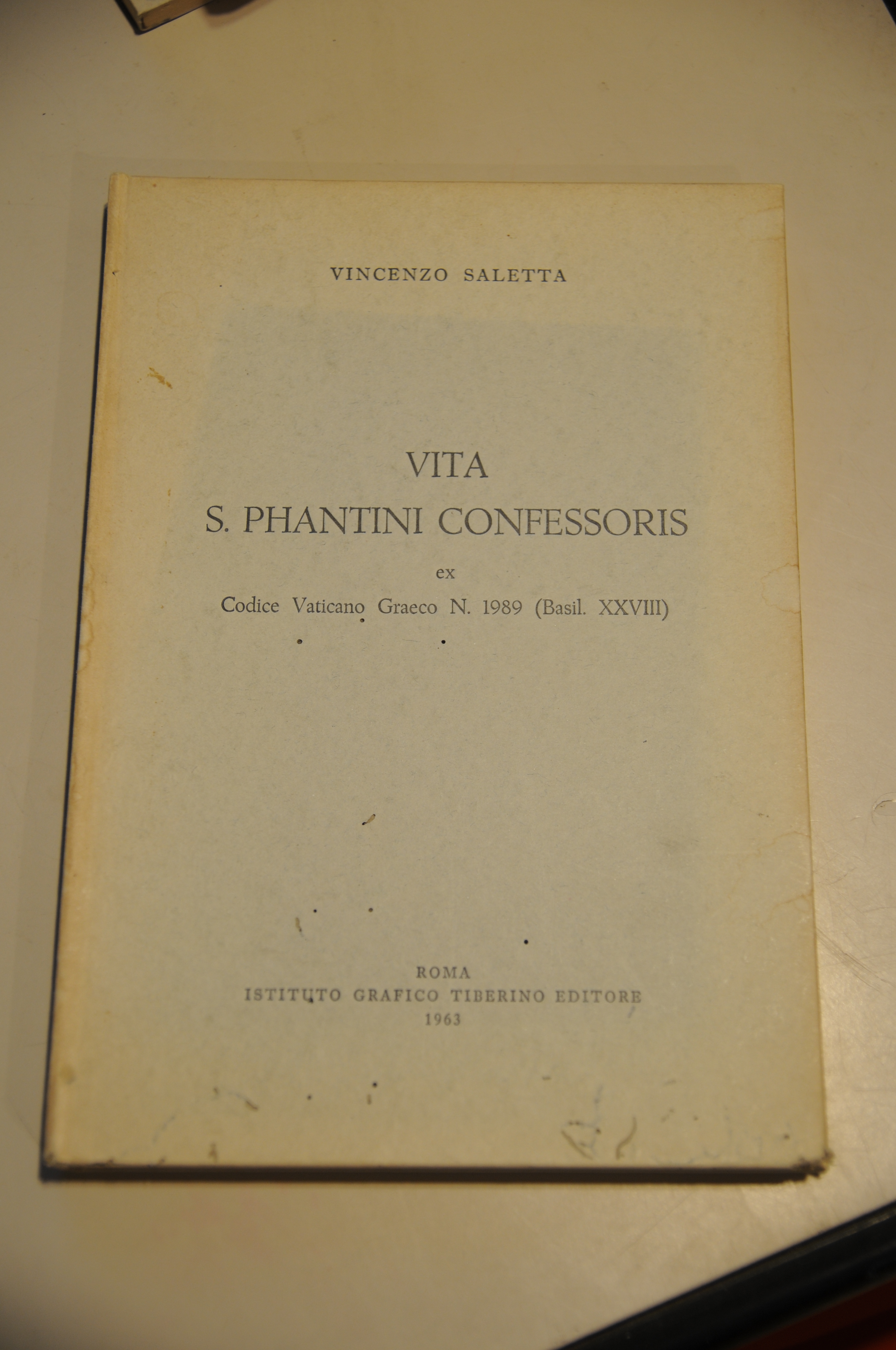 vita s. phantini confessoris ex codice vaticano graeco 1989 NUOVISSIMO